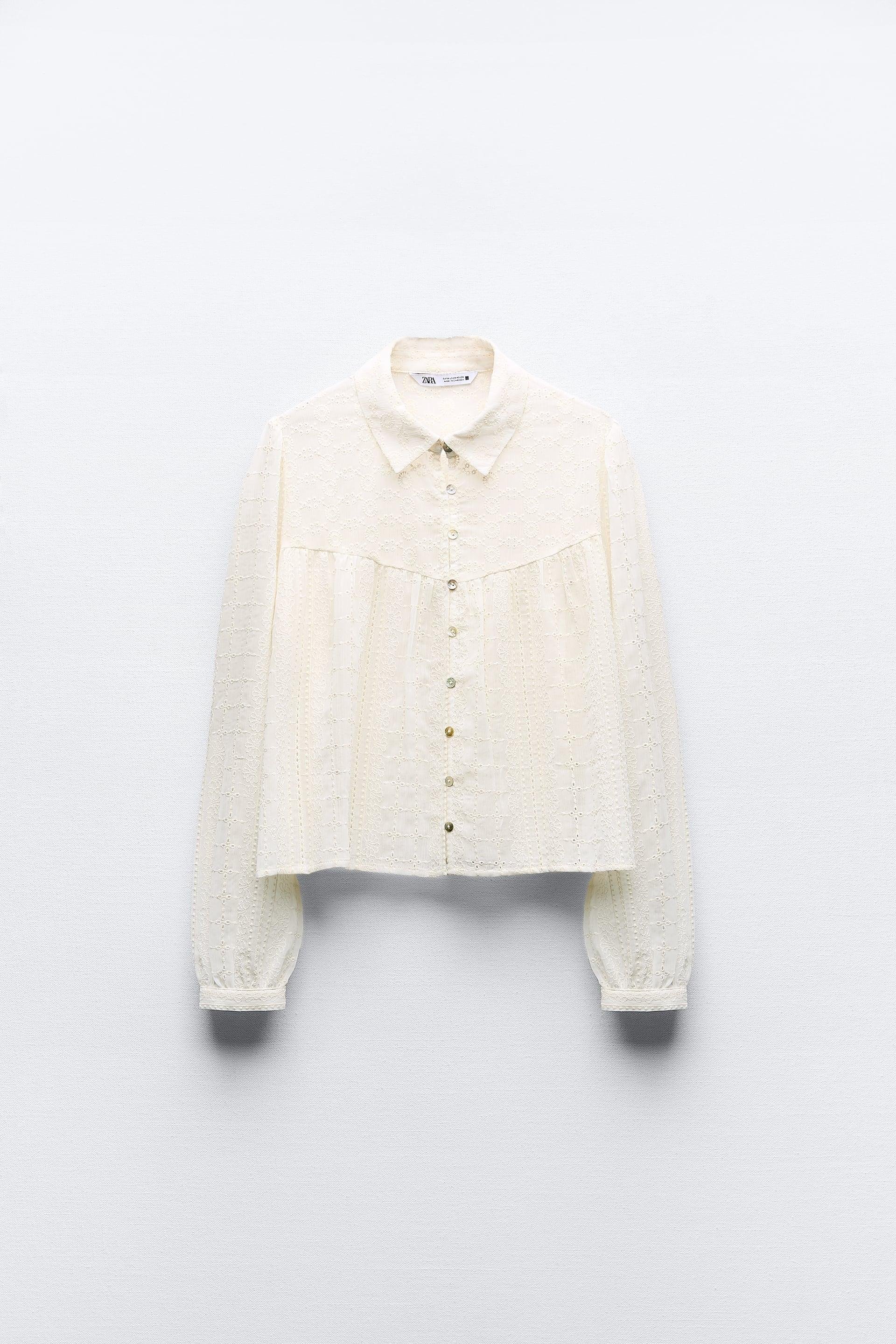 EMBROIDERED EYELET BLOUSE by ZARA