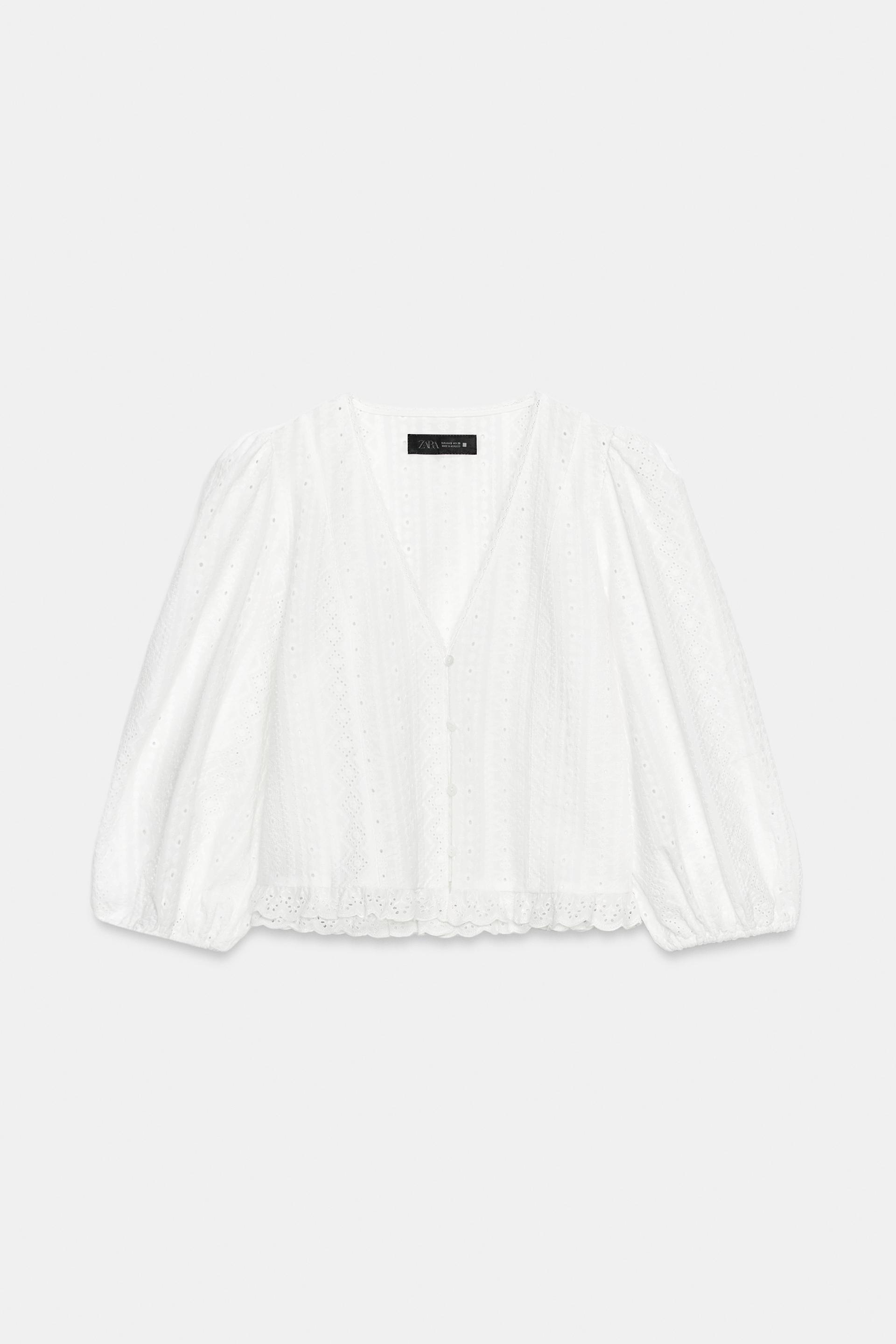 EMBROIDERED EYELET BLOUSE by ZARA
