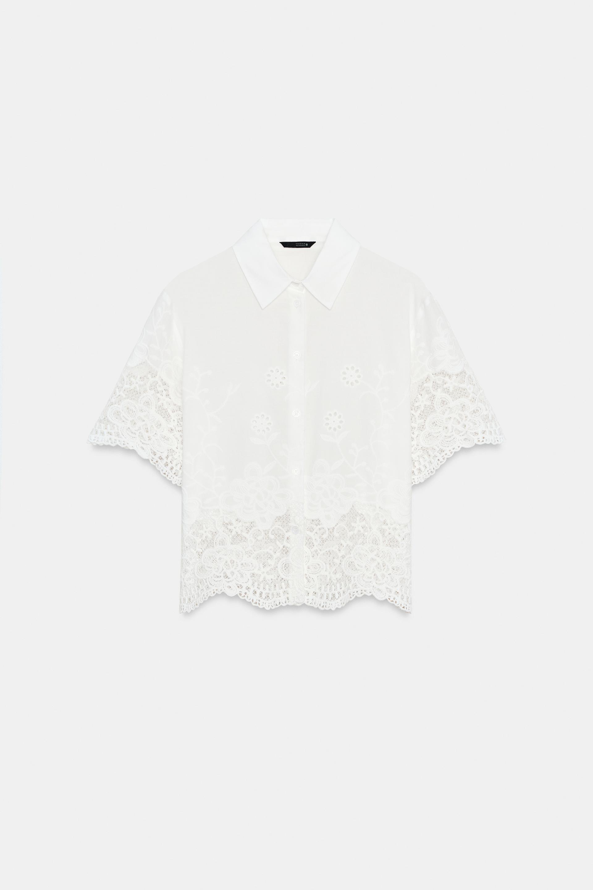 EMBROIDERED EYELET SHIRT by ZARA