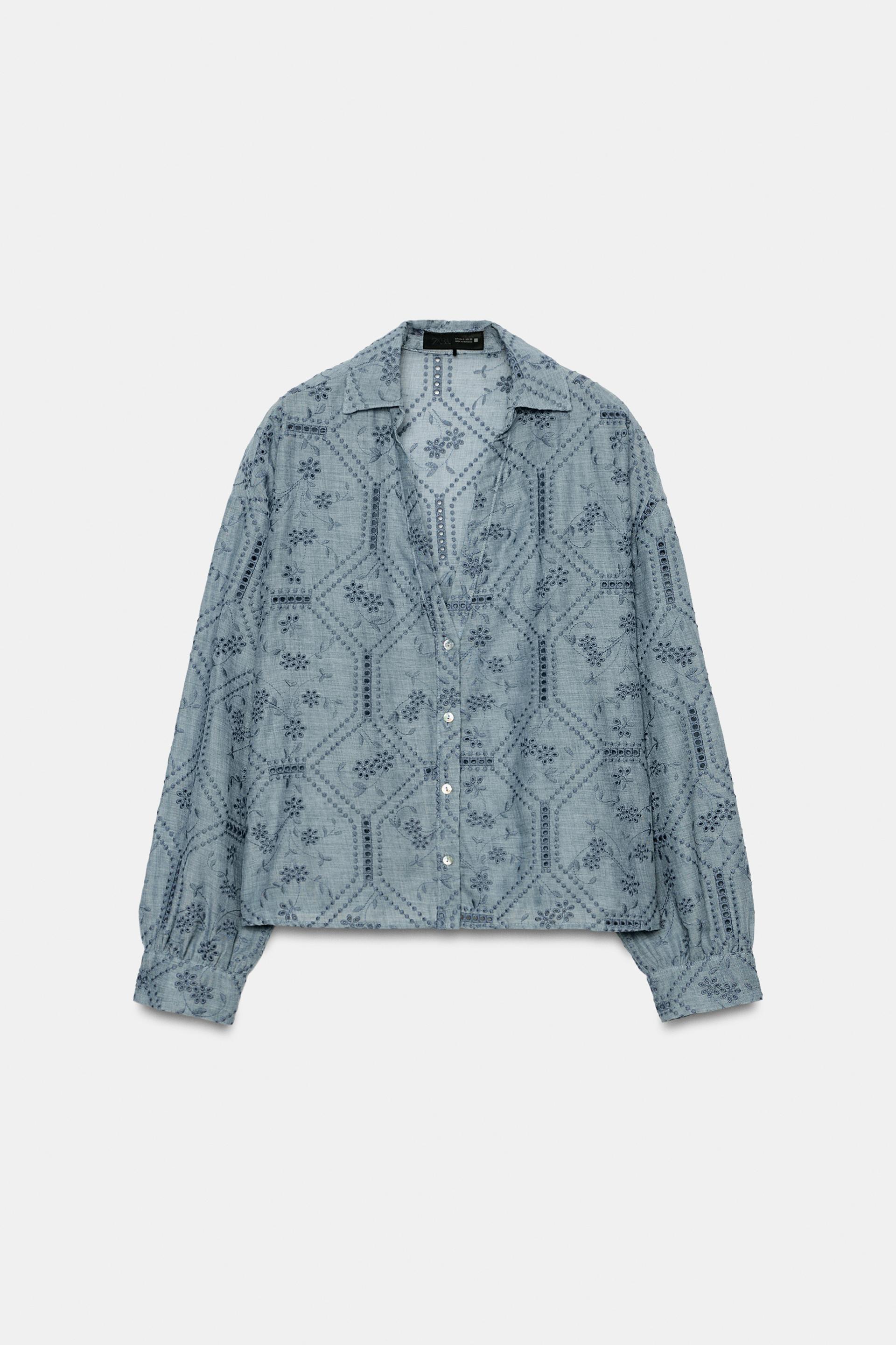 EMBROIDERED EYELET SHIRT by ZARA