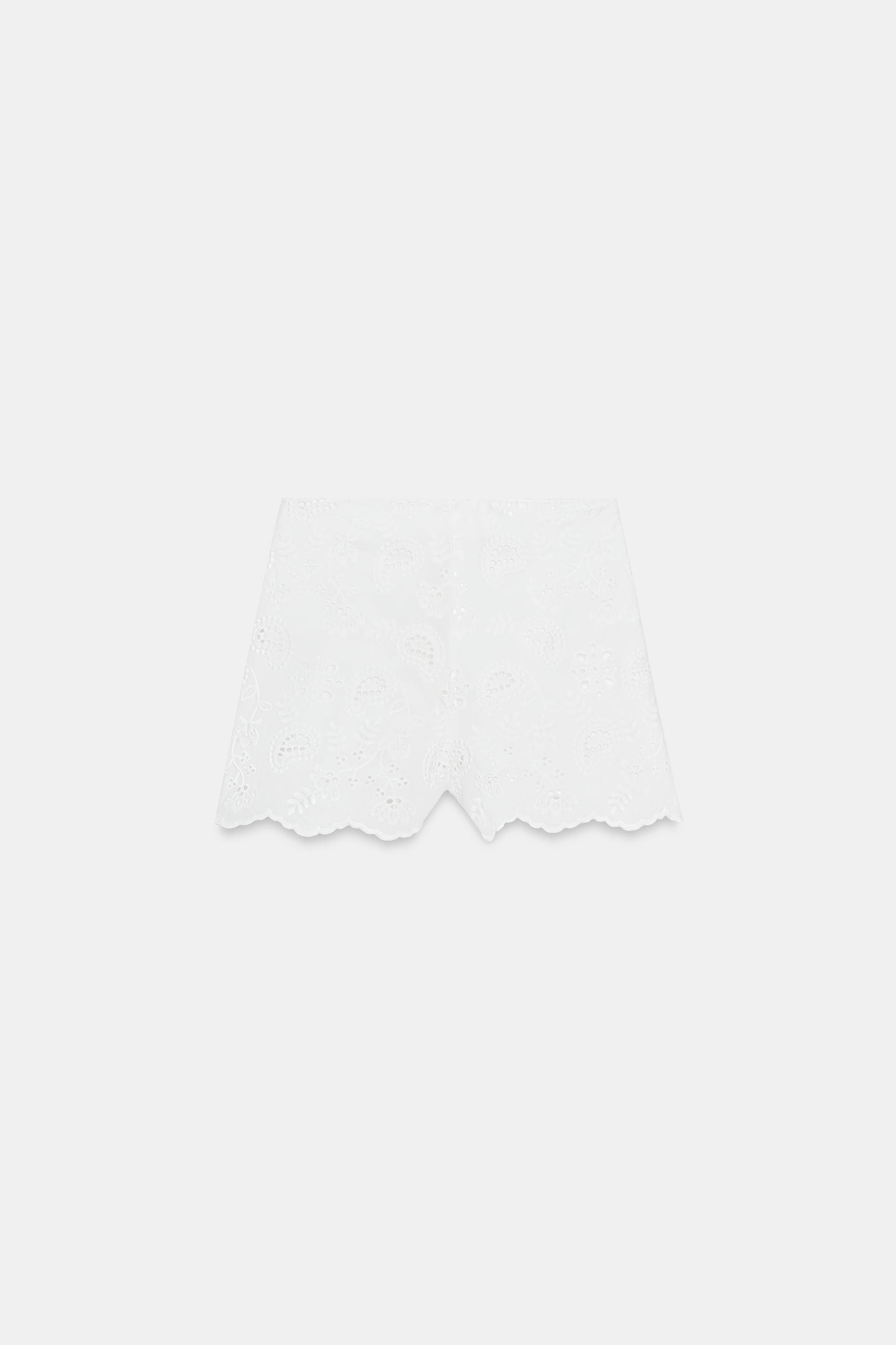 EMBROIDERED EYELET SHORTS by ZARA