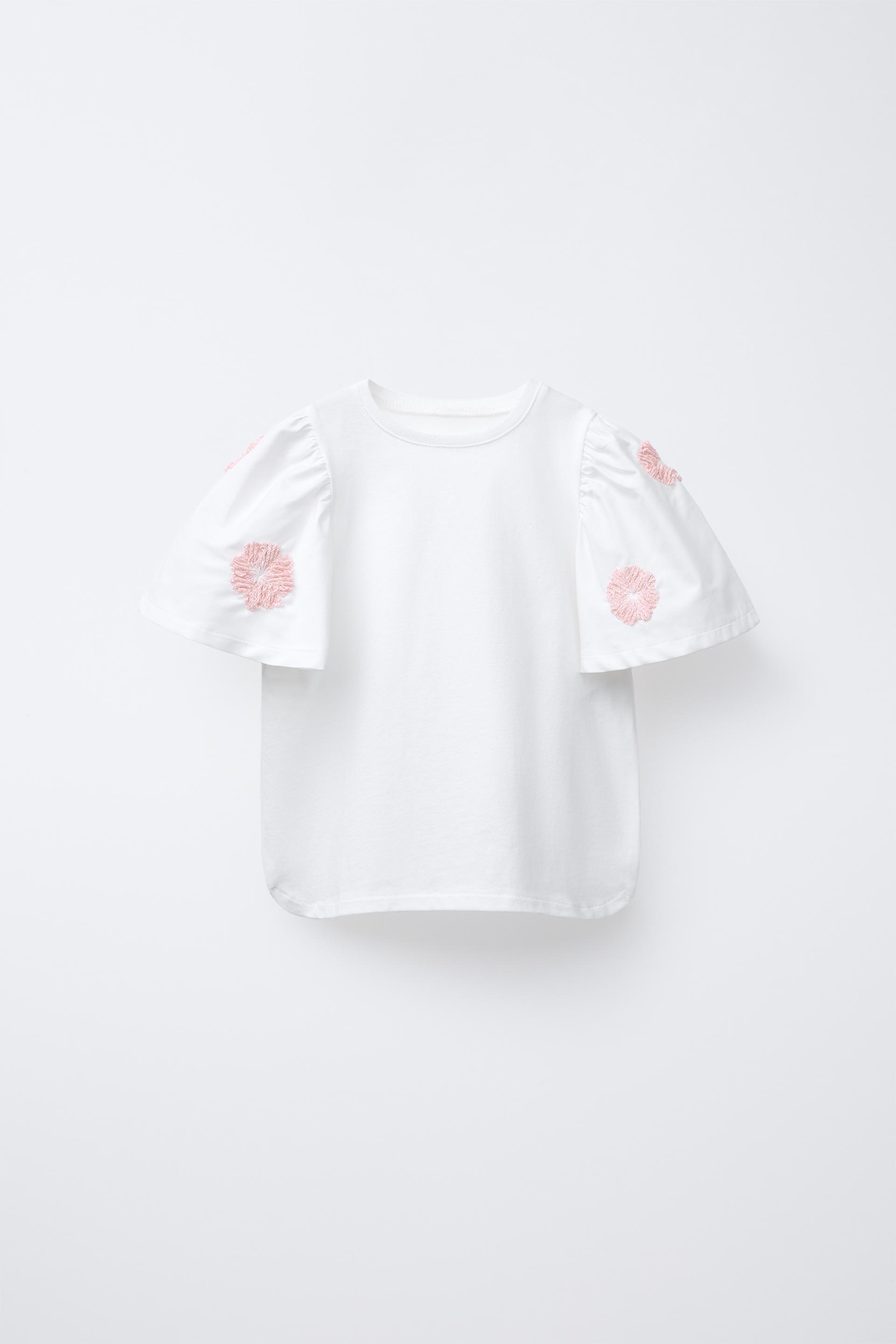 EMBROIDERED FLORAL COMBINATION BLOUSE by ZARA