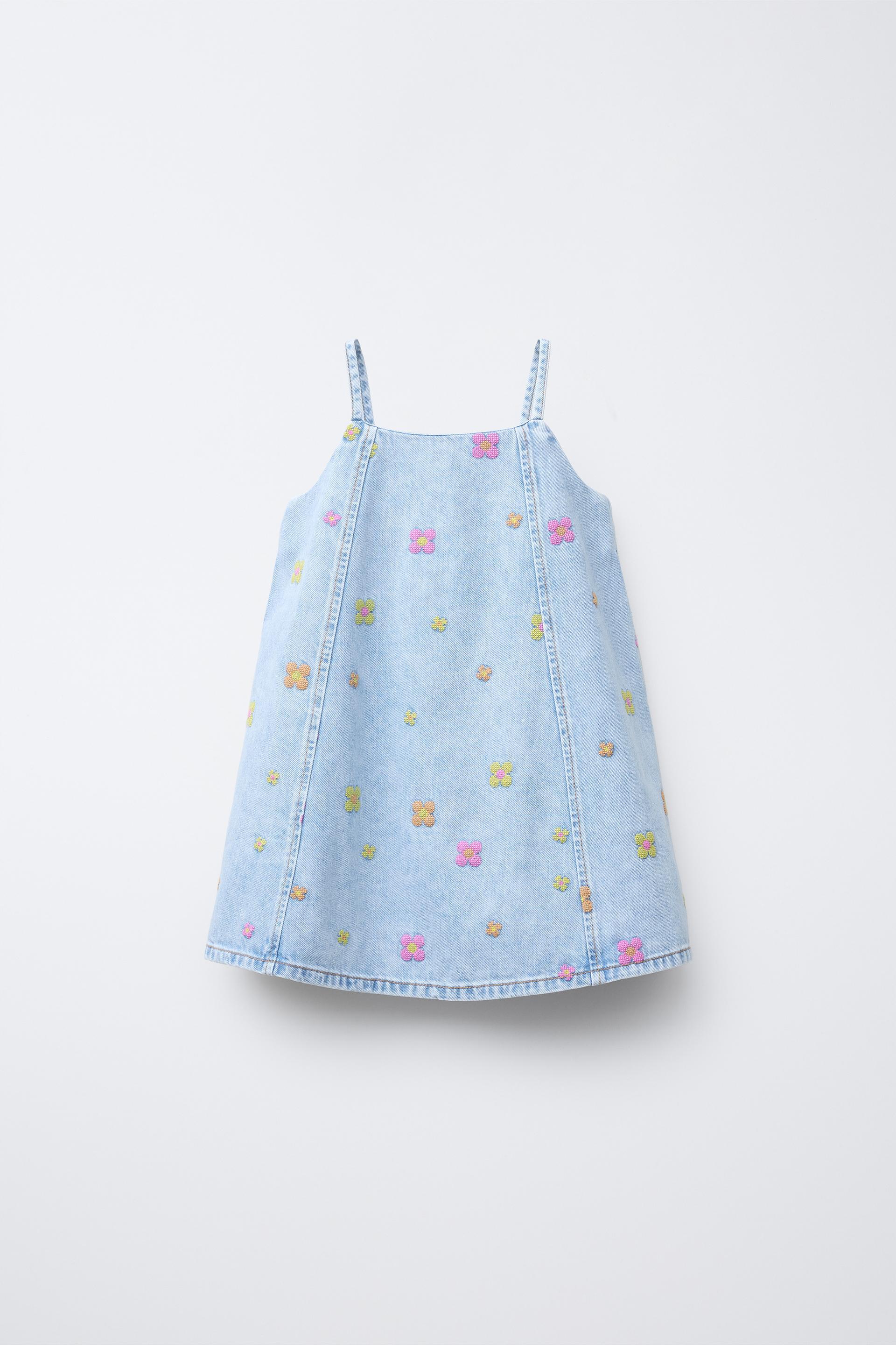 EMBROIDERED FLORAL DENIM DRESS by ZARA