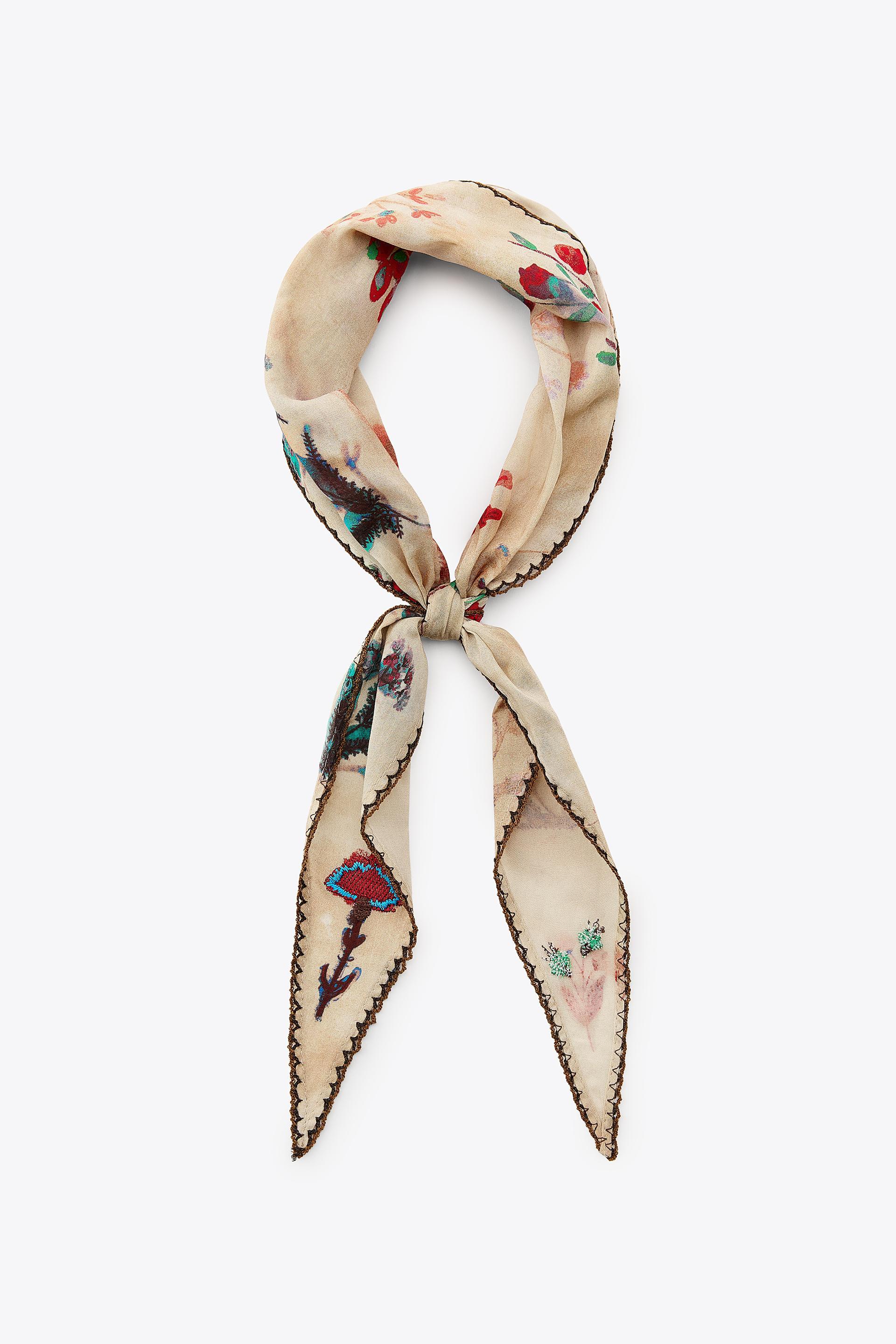 EMBROIDERED FLORAL POINTELLE BANDANA by ZARA