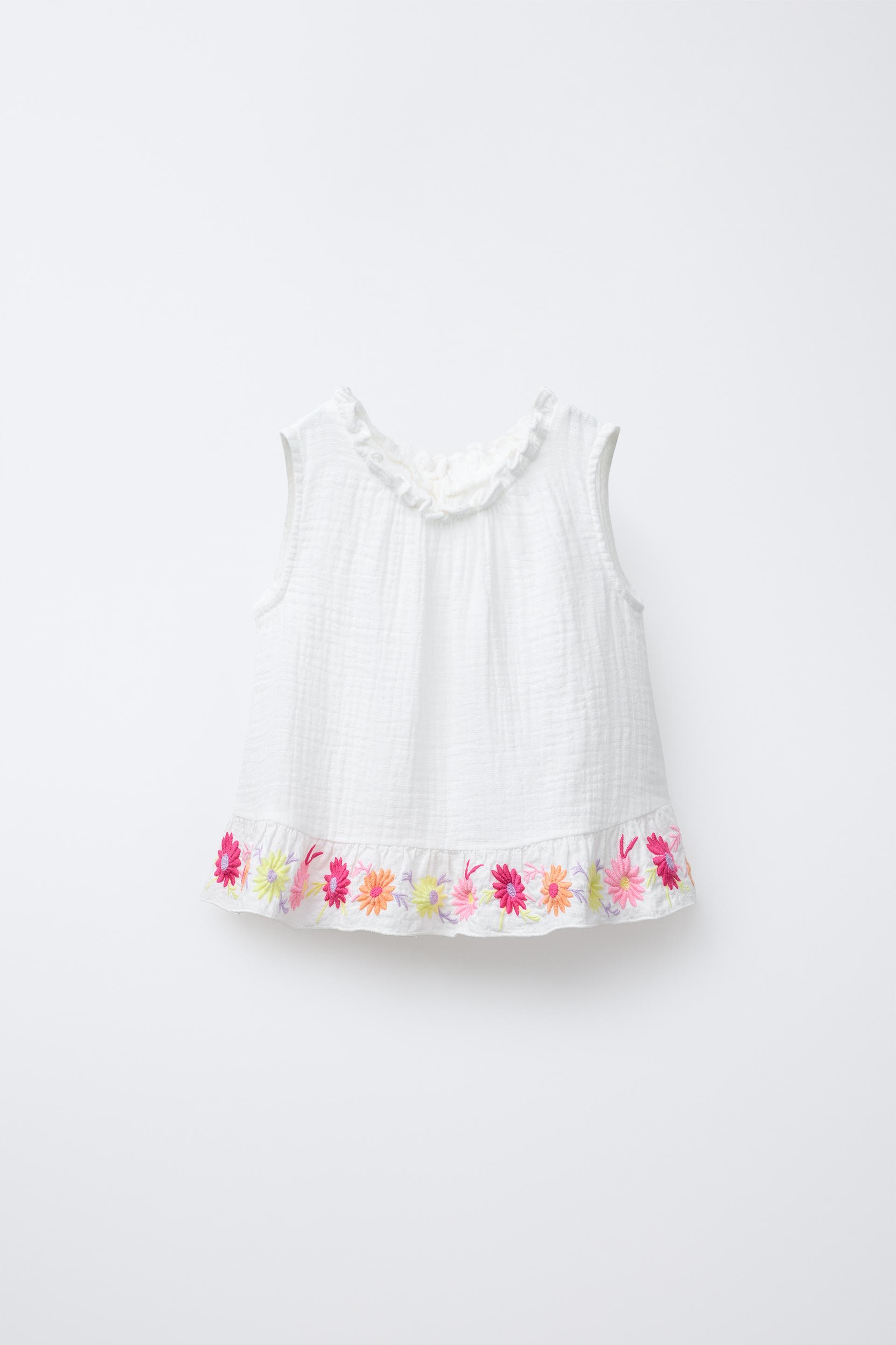 EMBROIDERED FLORAL TOP by ZARA