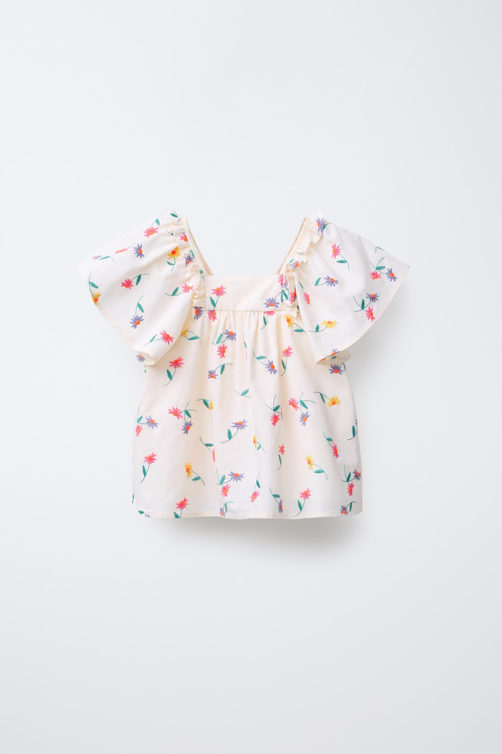 EMBROIDERED FLORAL TOP by ZARA