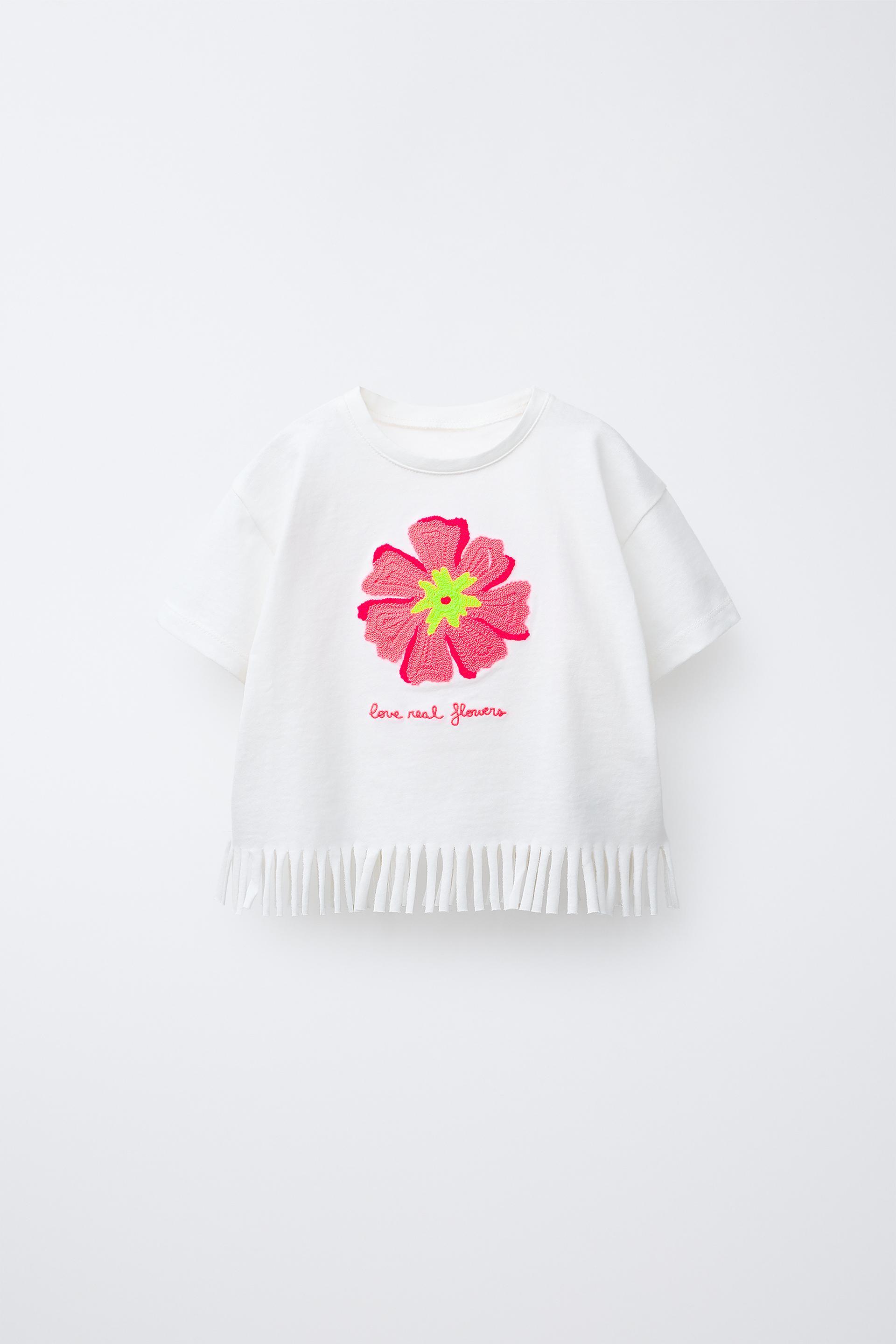 EMBROIDERED FRINGE T-SHIRT by ZARA