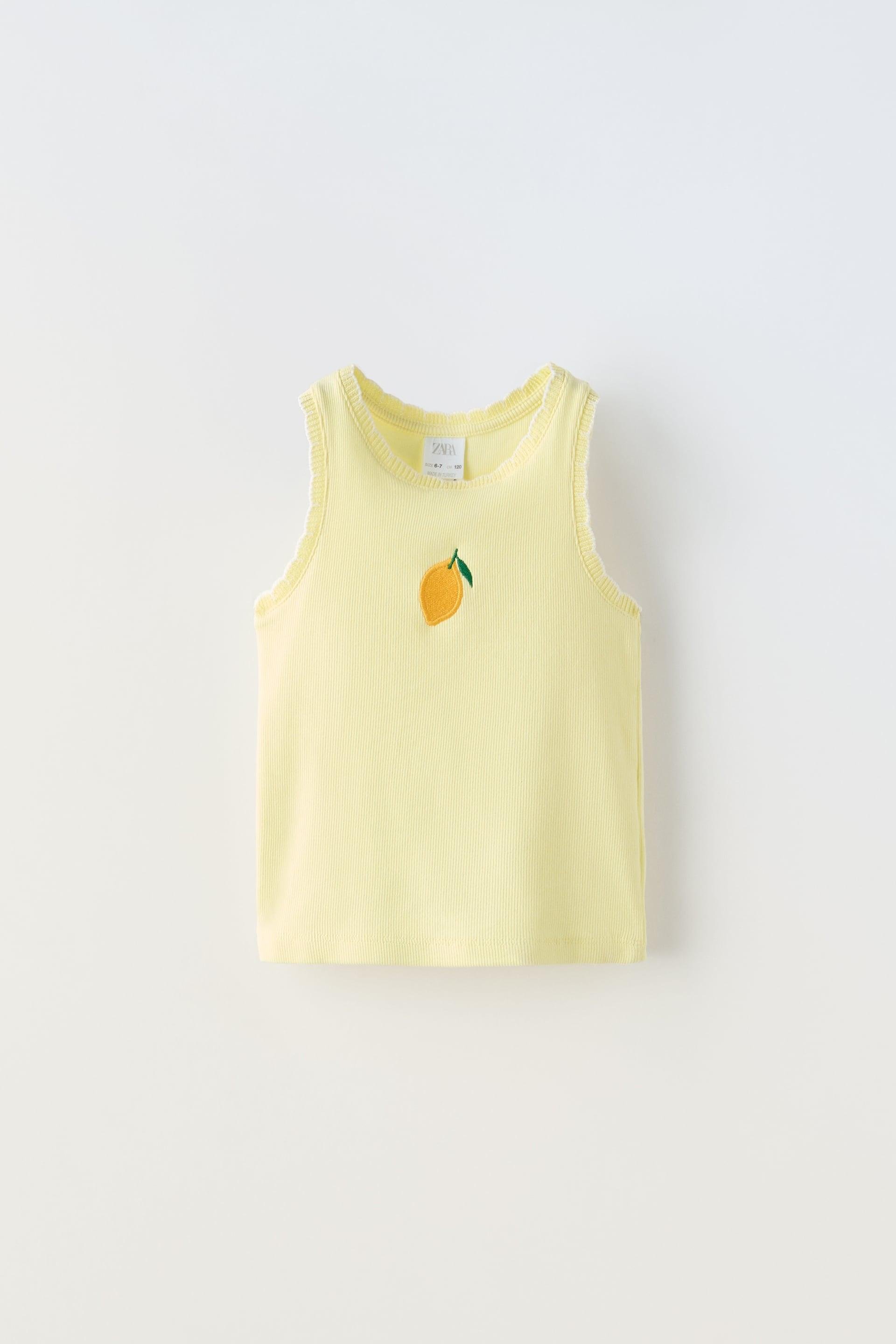 EMBROIDERED FRUIT RIB TANK TOP by ZARA