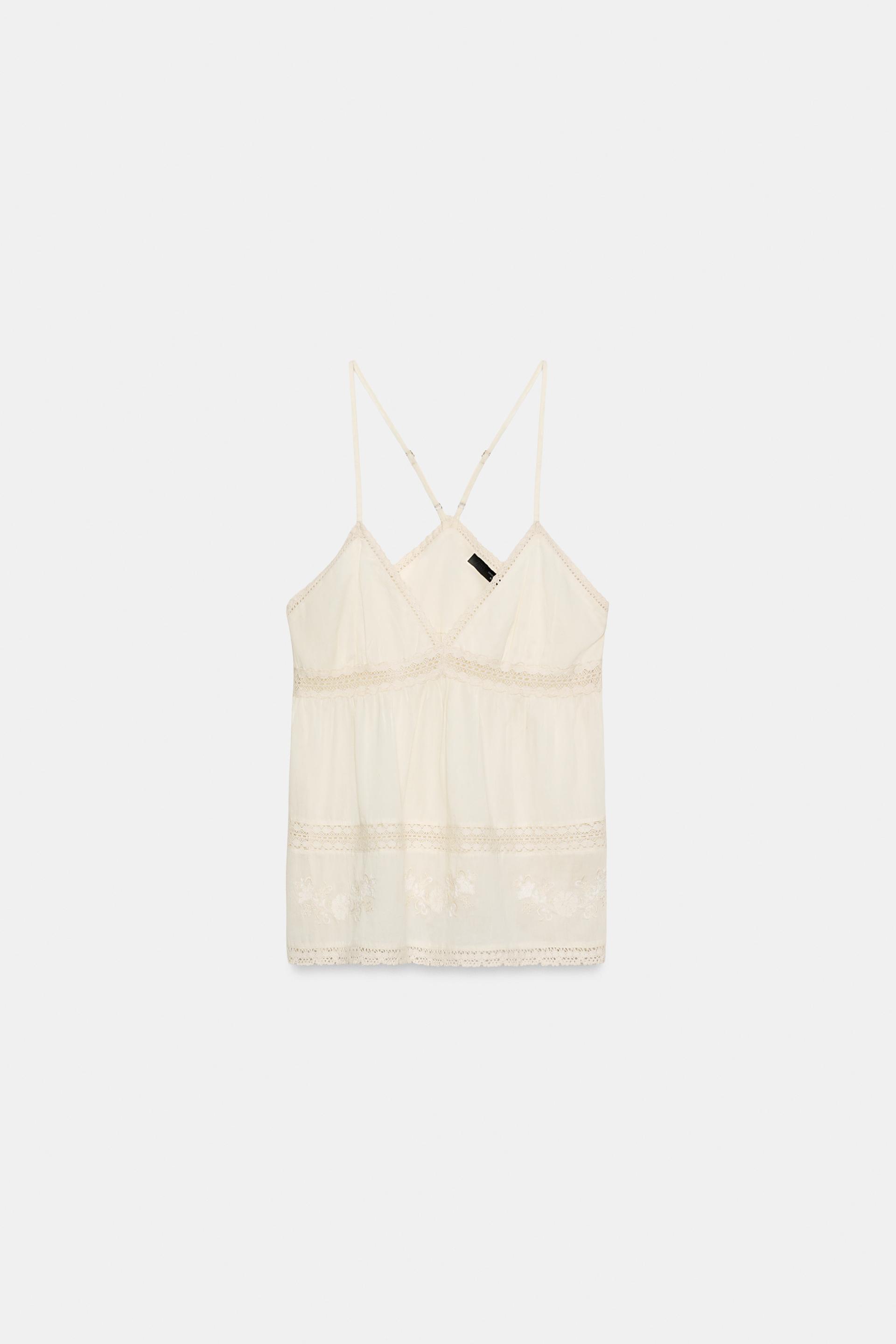 EMBROIDERED GAUZE CAMISOLE by ZARA