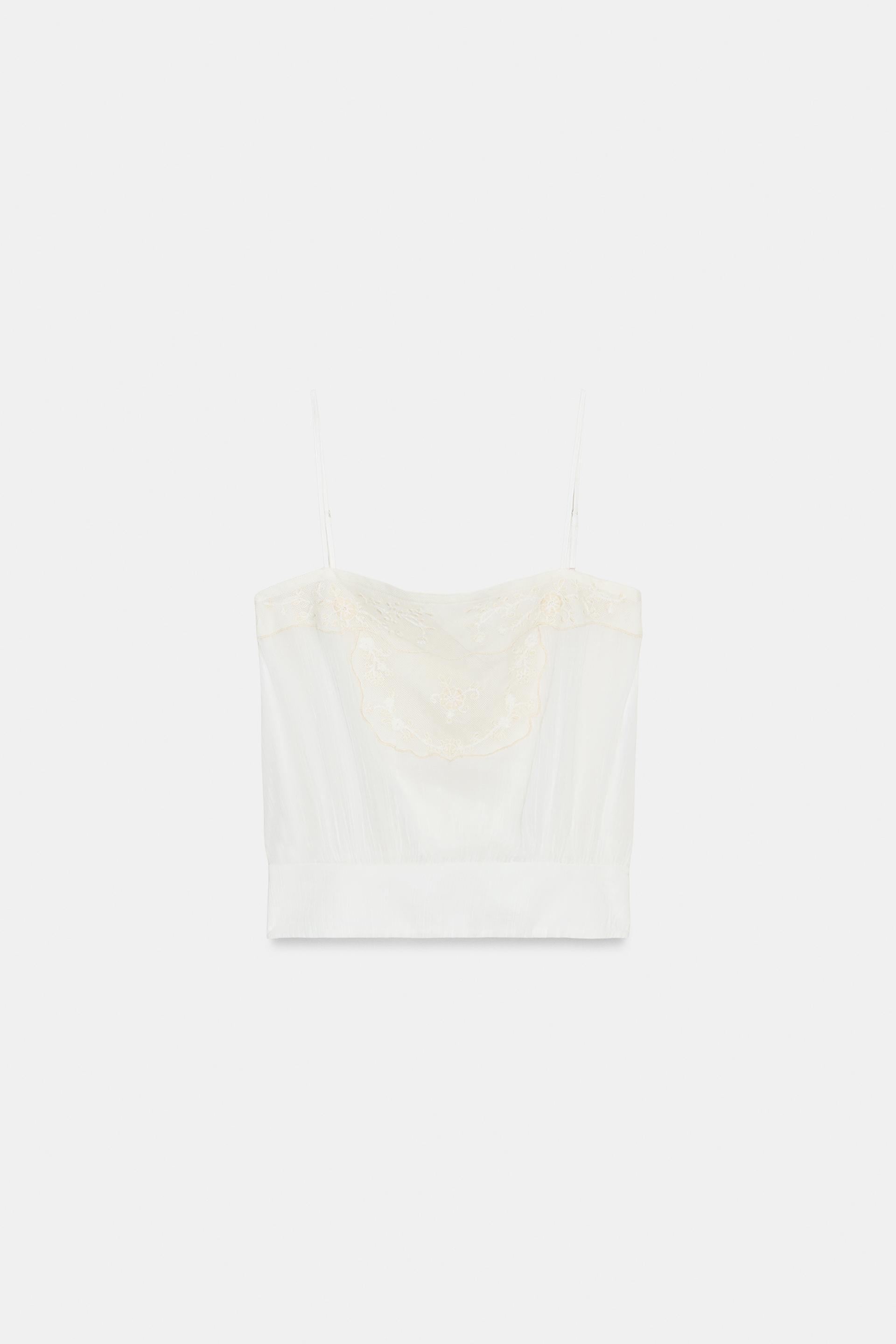 EMBROIDERED GAUZE CAMISOLE by ZARA