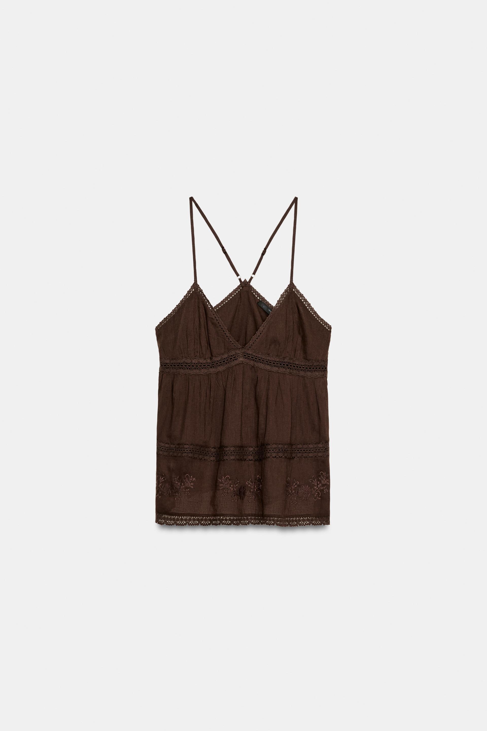 EMBROIDERED GAUZE CAMISOLE by ZARA