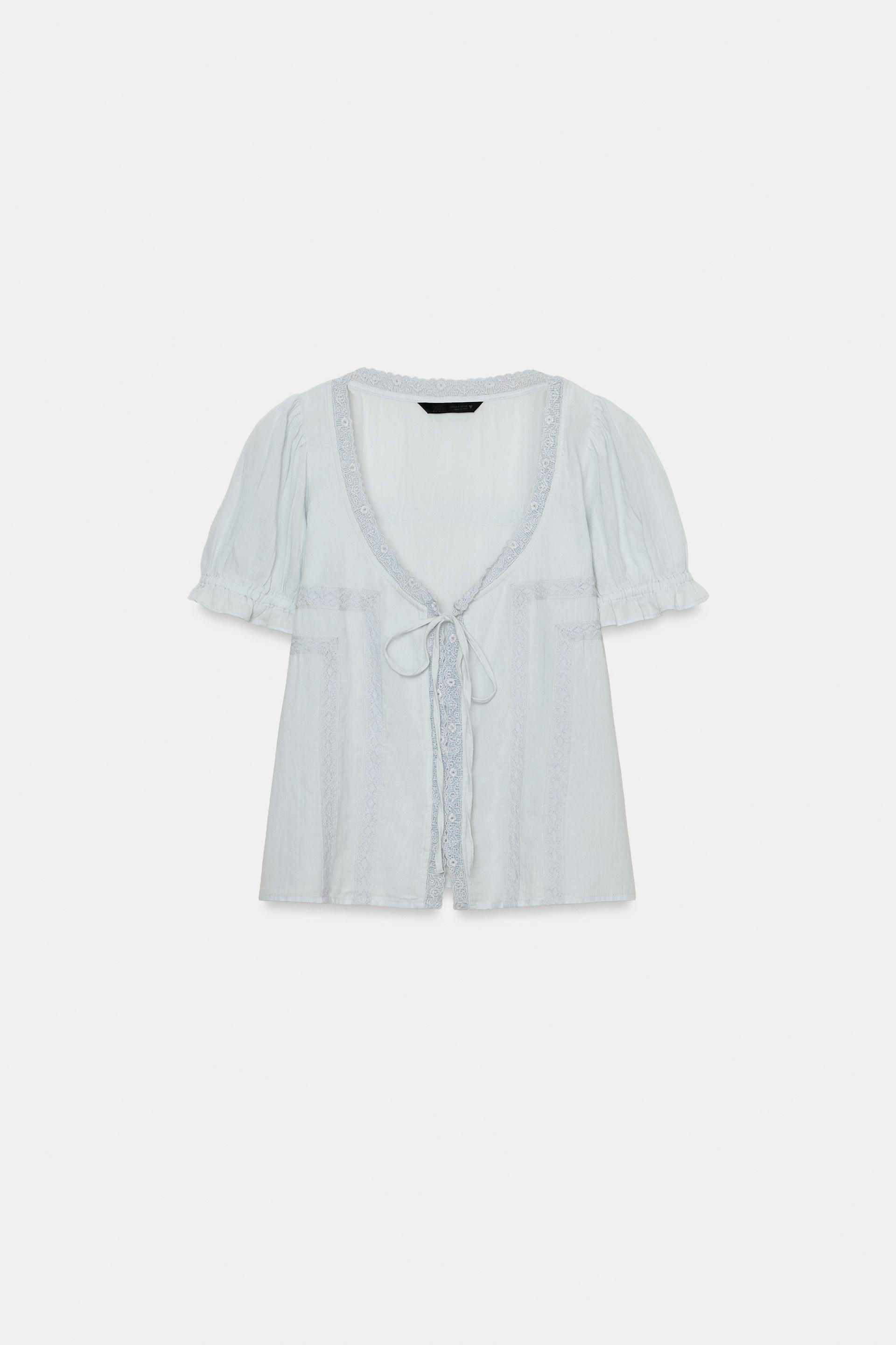 EMBROIDERED GAUZE SHIRT by ZARA
