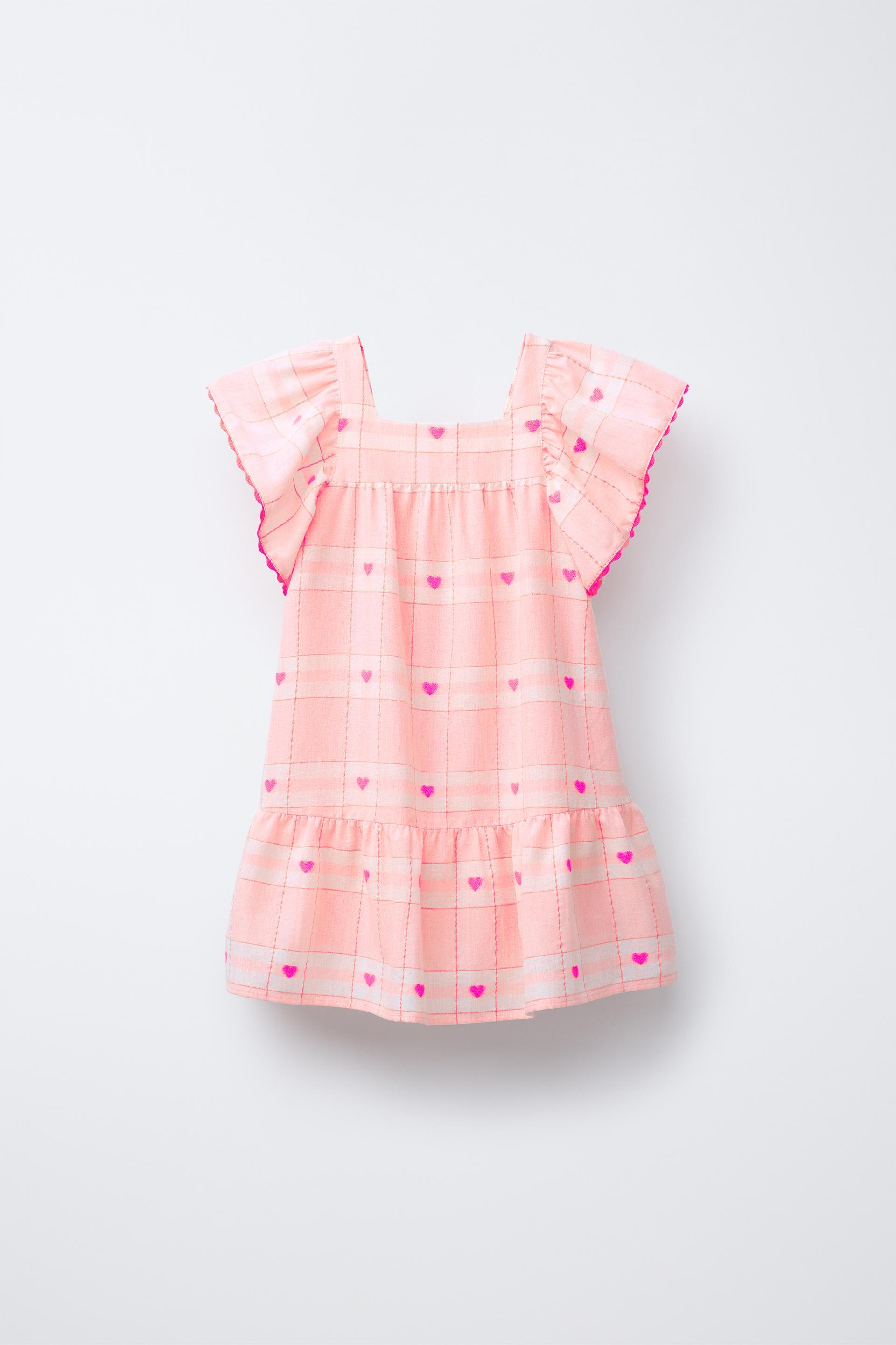 EMBROIDERED HEARTS PLAID DRESS by ZARA