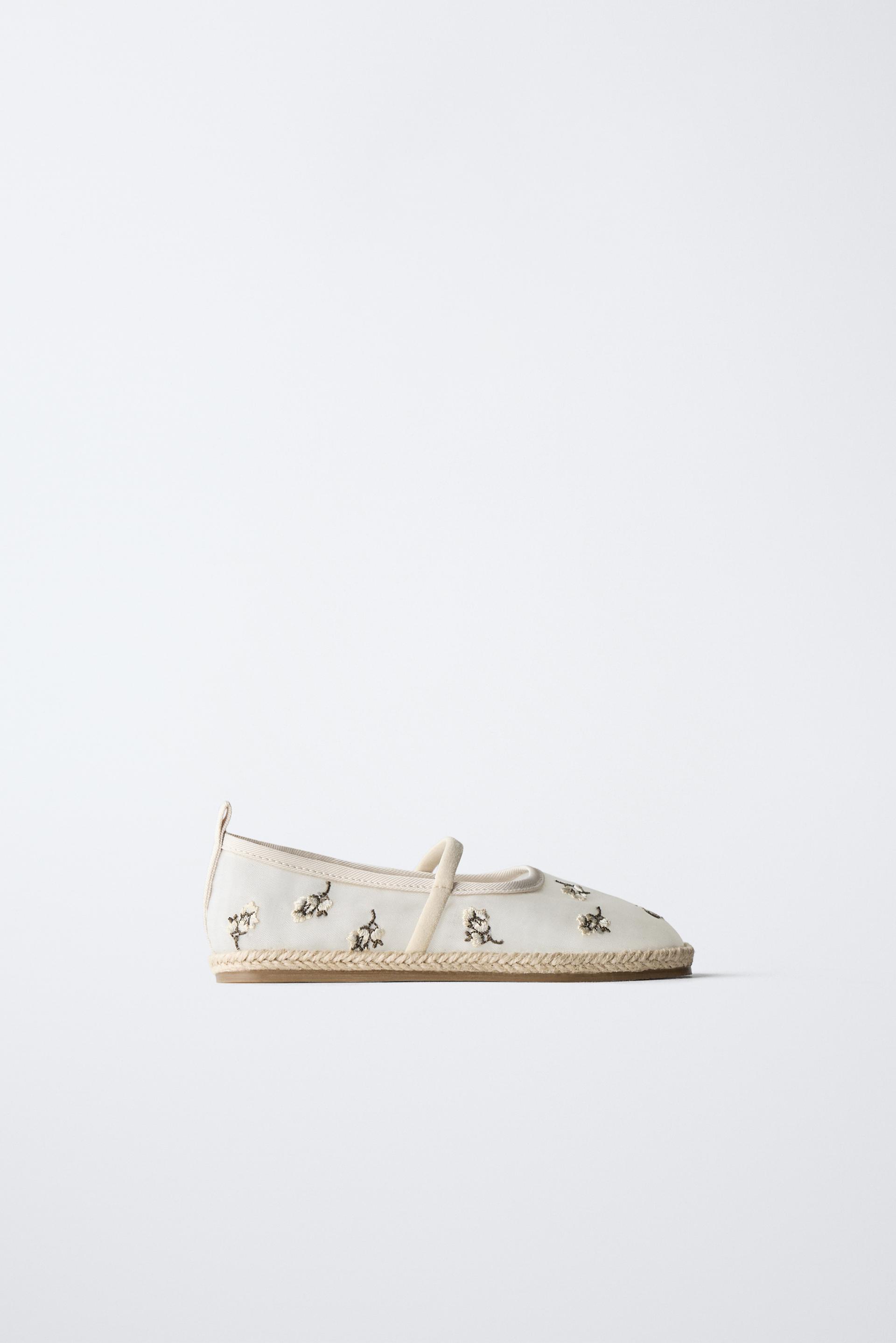 EMBROIDERED JUTE BALLET FLATS by ZARA