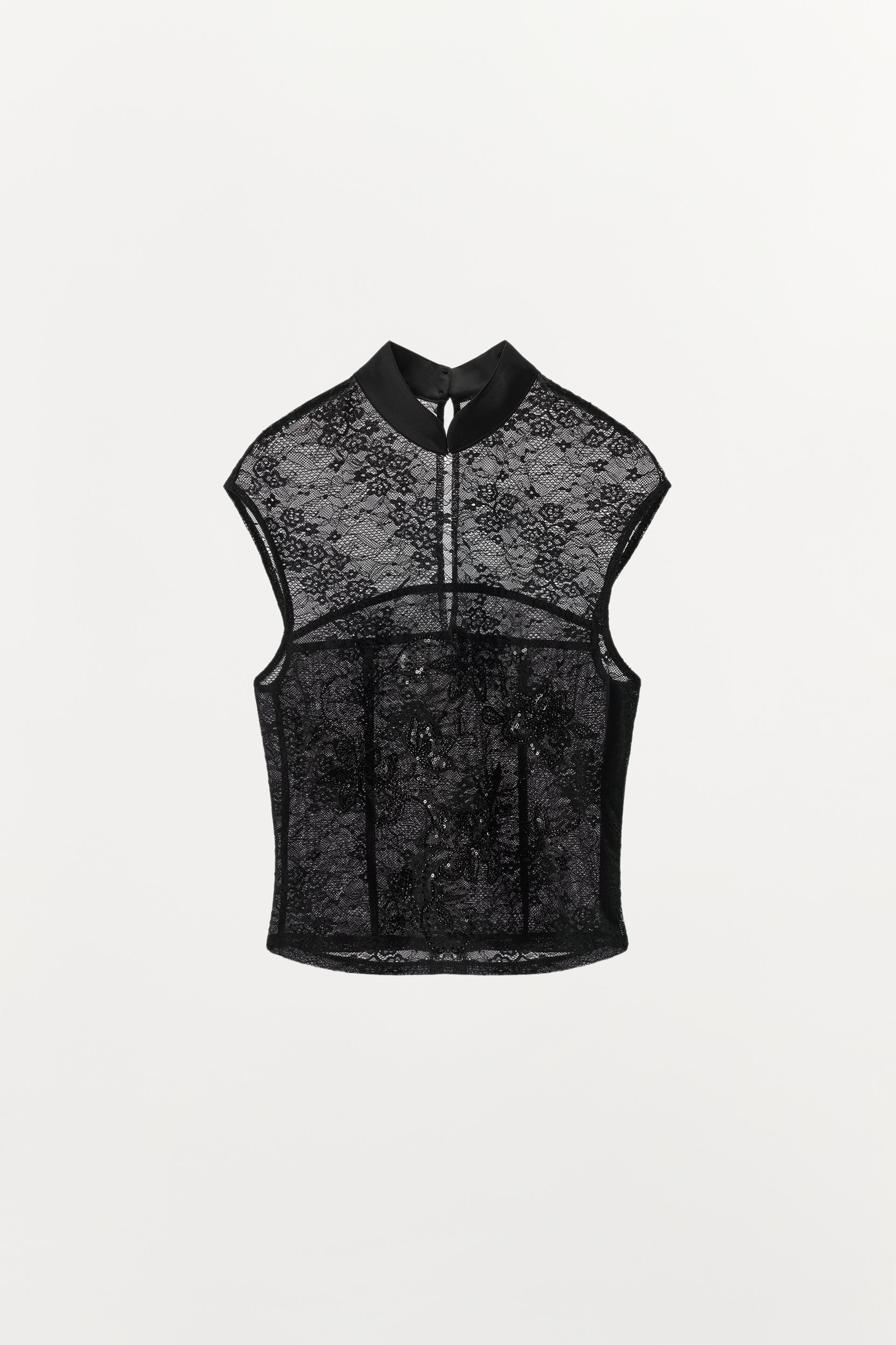 EMBROIDERED LACE TOP by ZARA