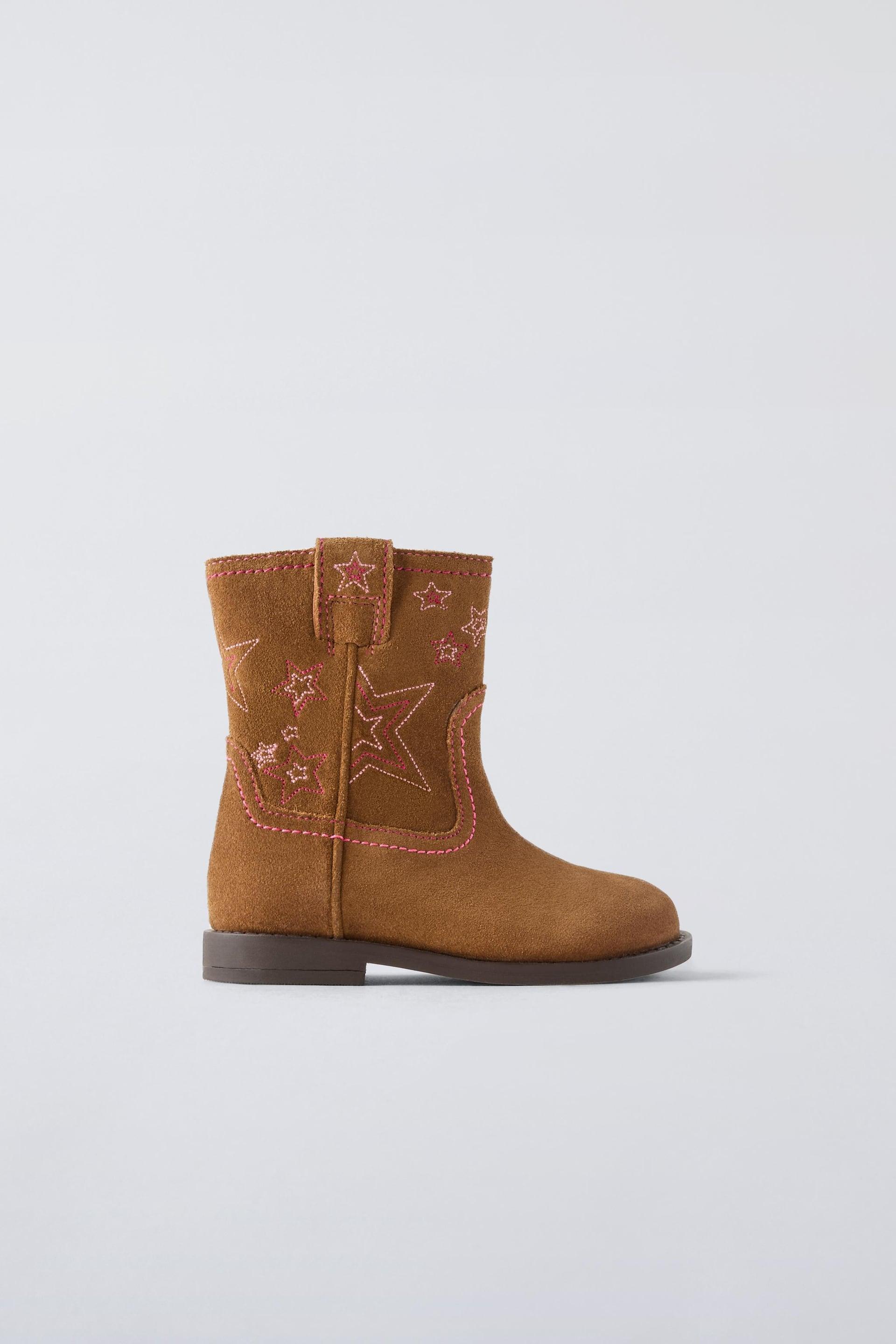 EMBROIDERED LEATHER BOOTS by ZARA