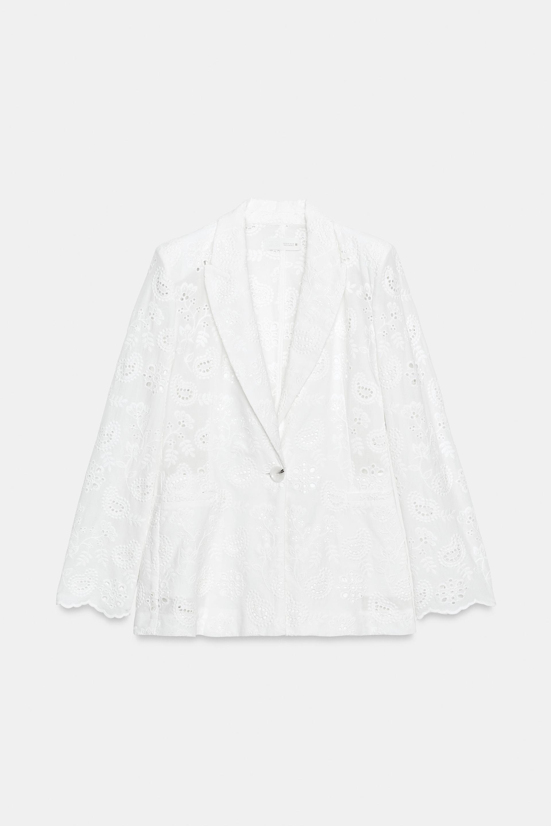 EMBROIDERED PERFORATED SHOULDER PAD TAILORED BLAZER by ZARA
