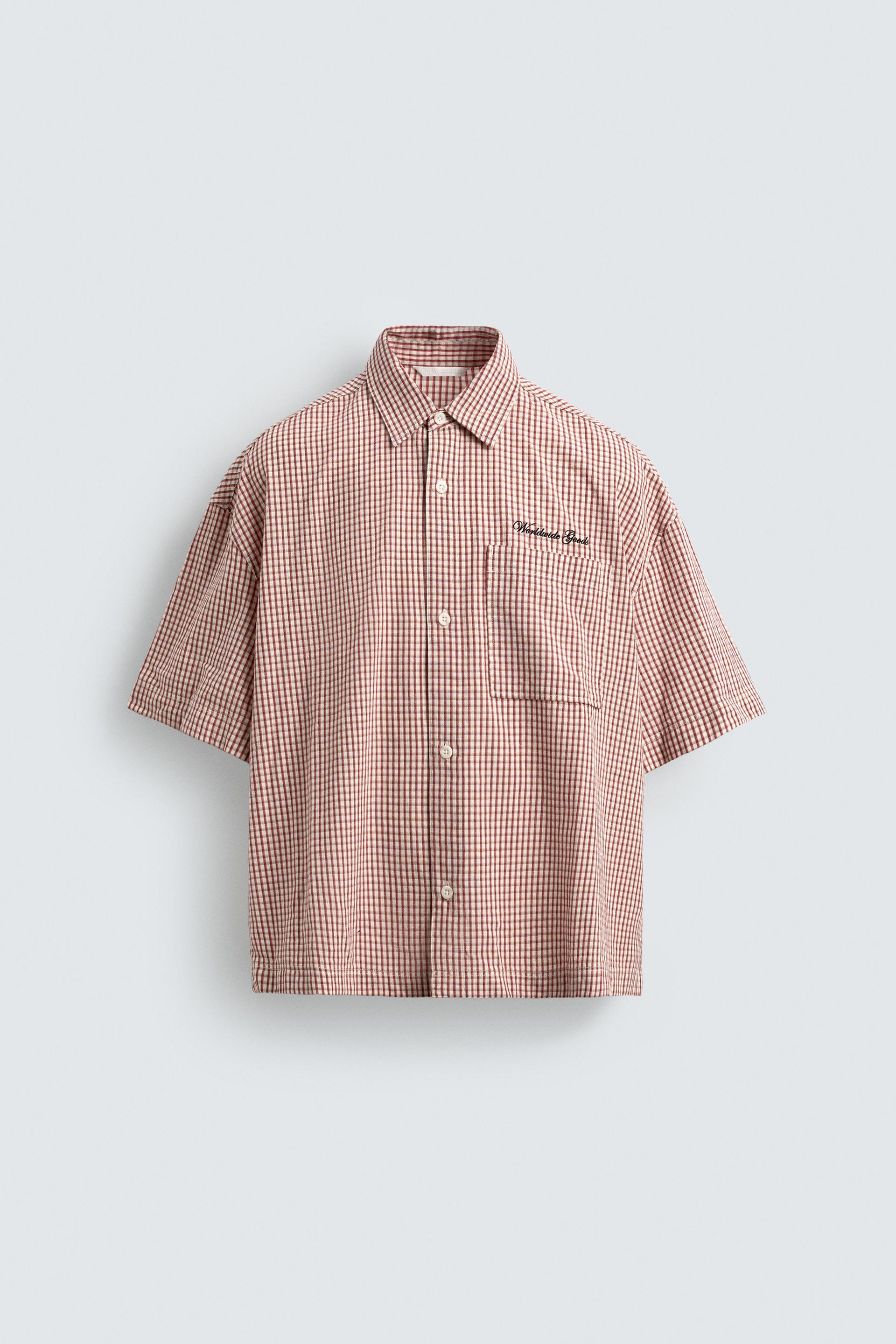 EMBROIDERED PLAID BOXY FIT SHIRT by ZARA