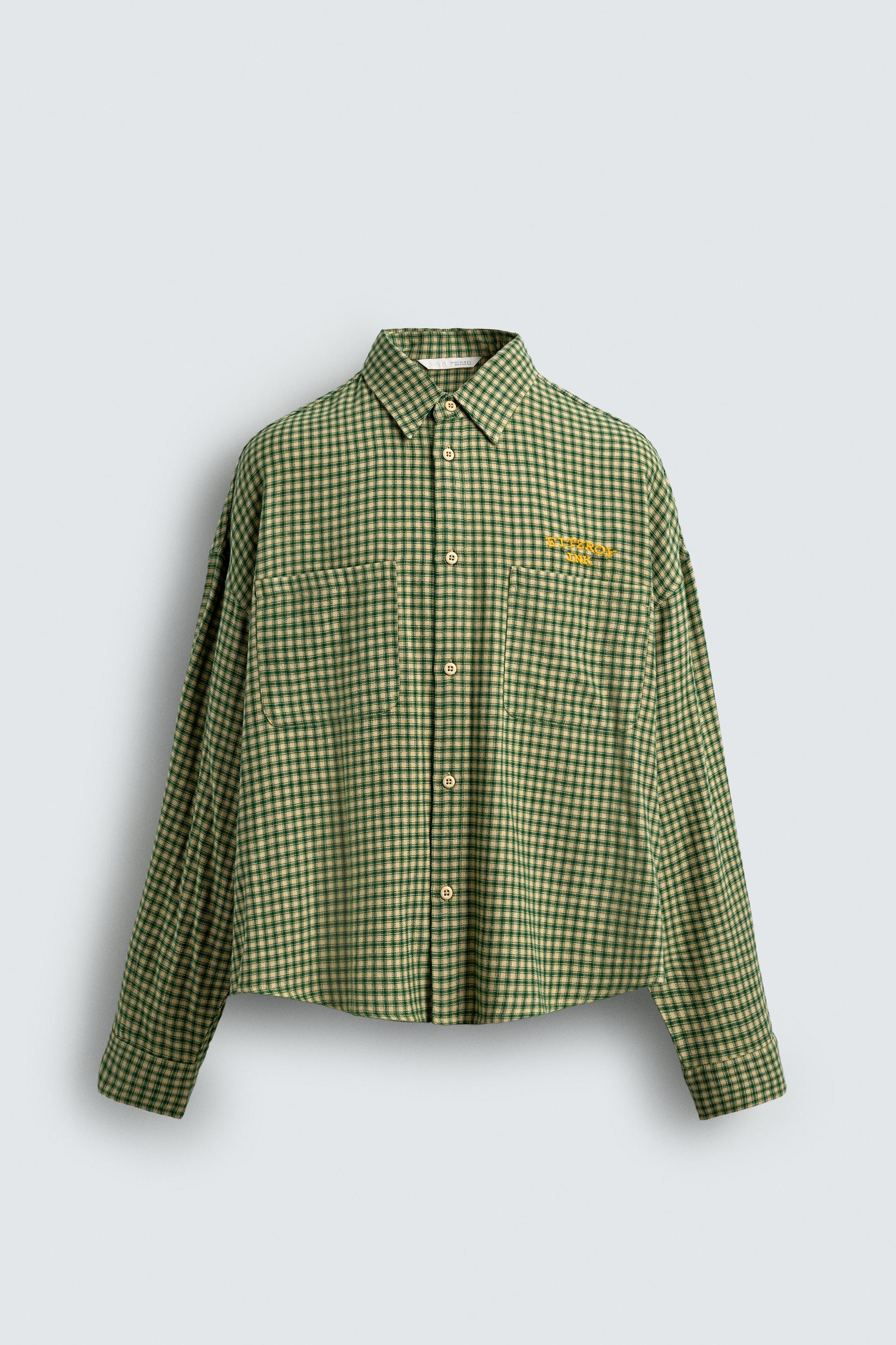 EMBROIDERED PLAID FLANNEL SHIRT by ZARA