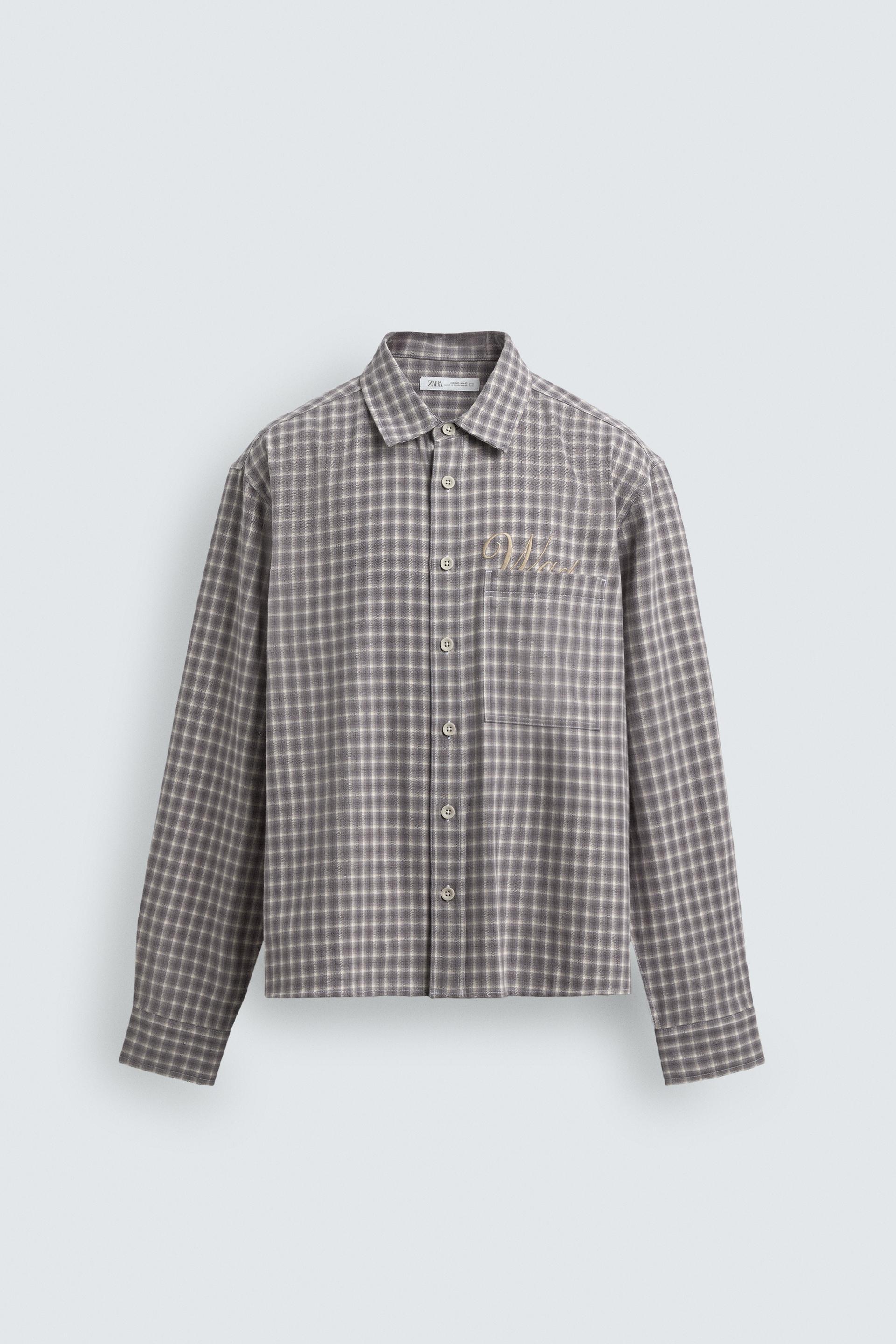 EMBROIDERED PLAID FLANNEL SHIRT by ZARA