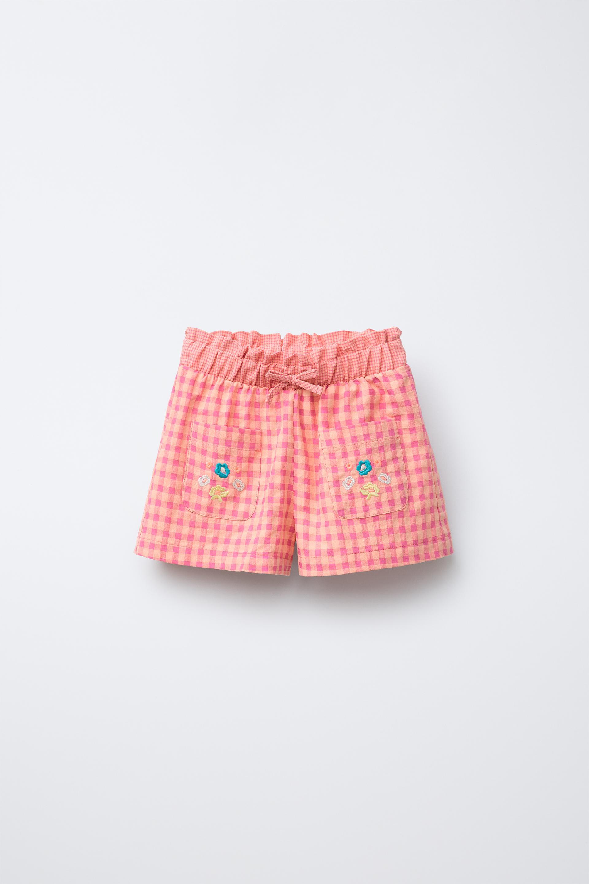 EMBROIDERED PLAID SHORTS by ZARA