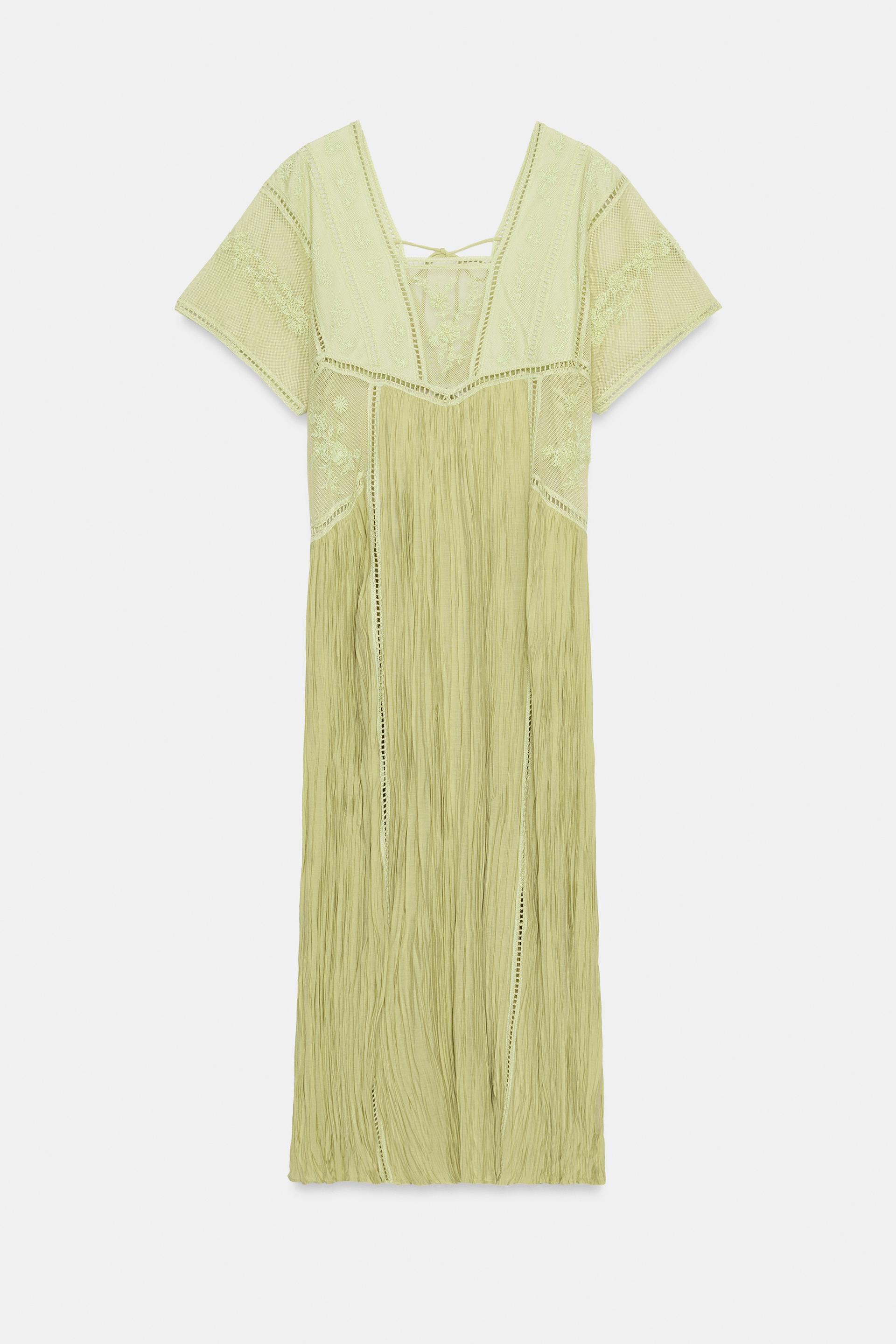EMBROIDERED PLEATED DRESS ZW COLLECTION by ZARA