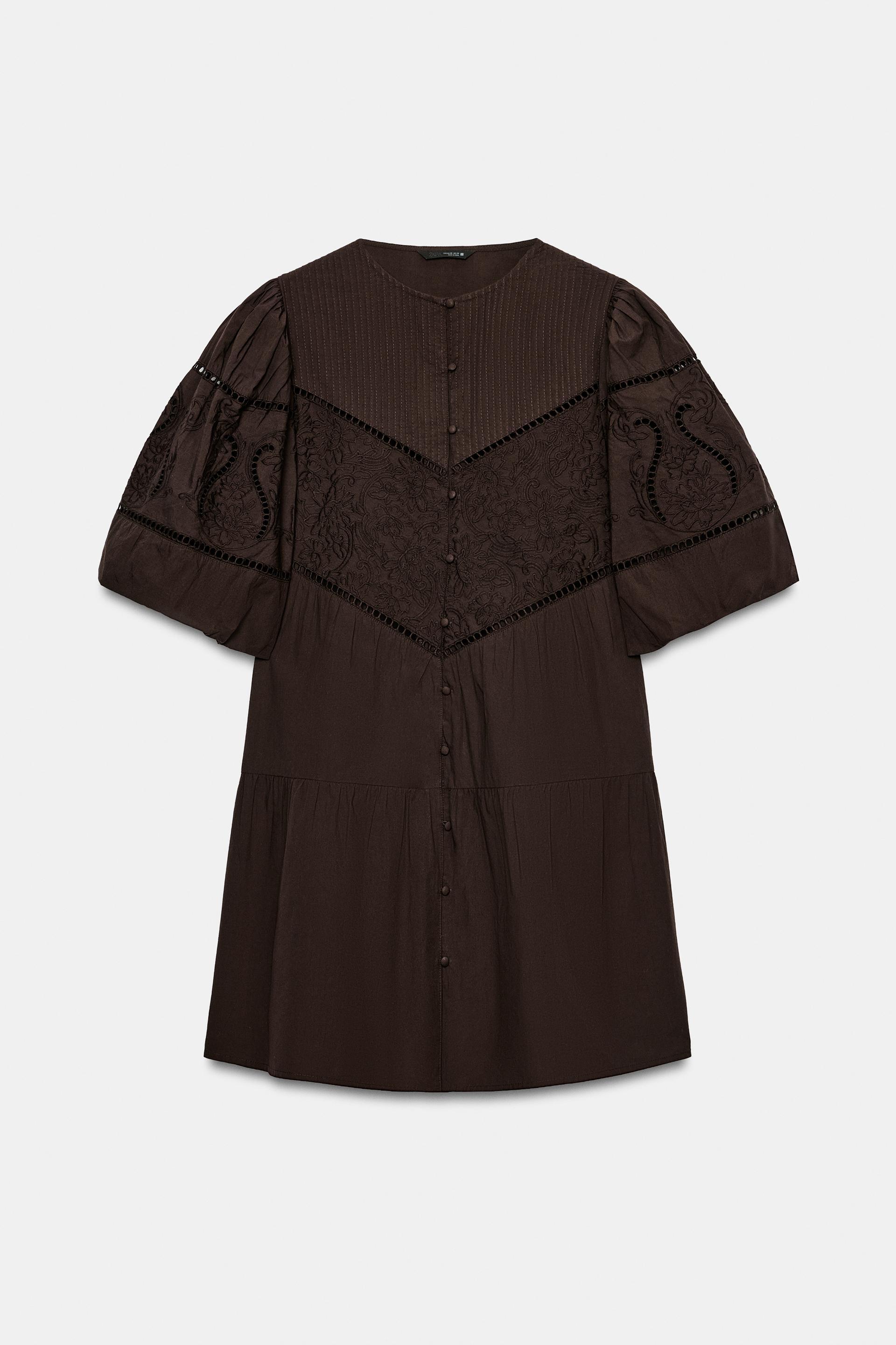 EMBROIDERED POPLIN MINI DRESS by ZARA