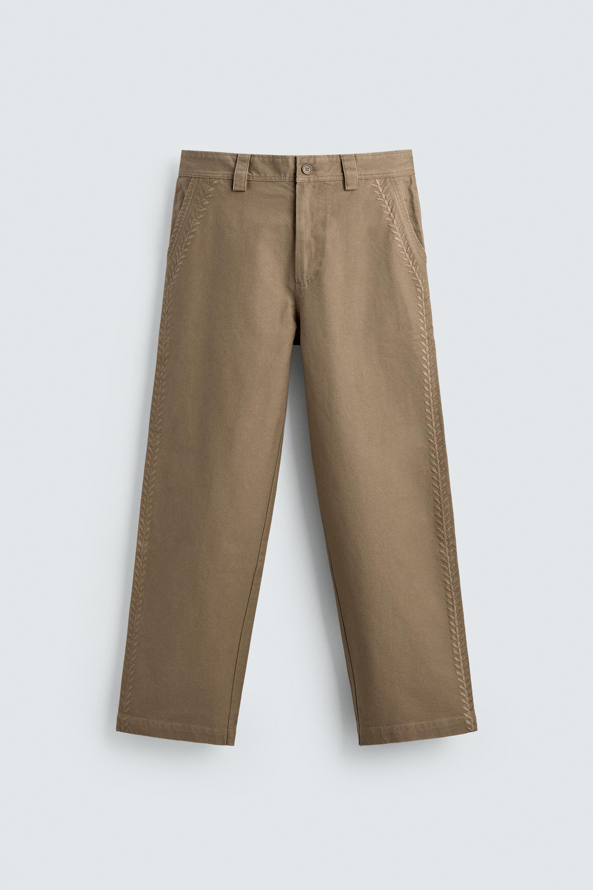 EMBROIDERED STRAIGHT FIT PANTS by ZARA