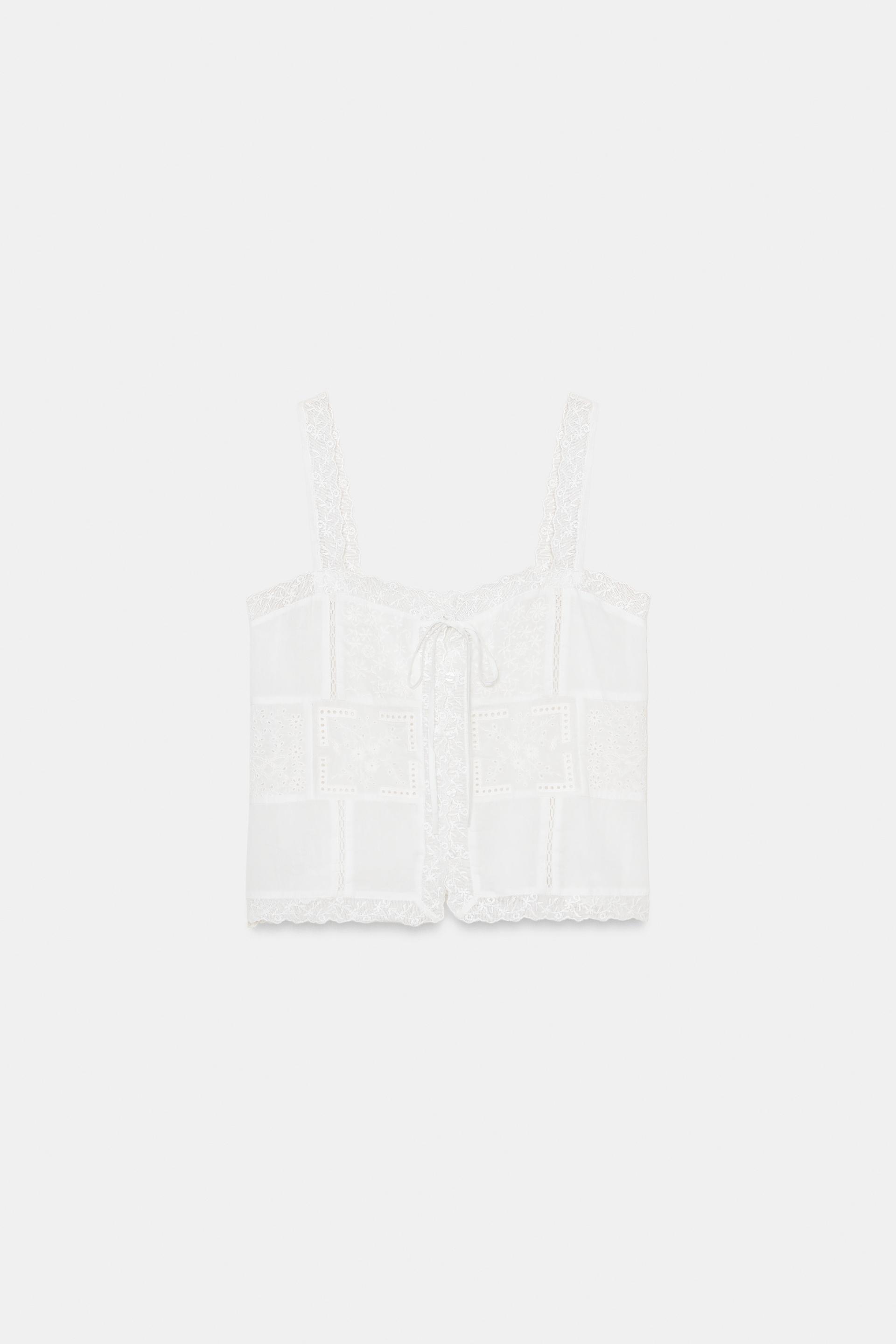 EMBROIDERED STRAP TOP by ZARA