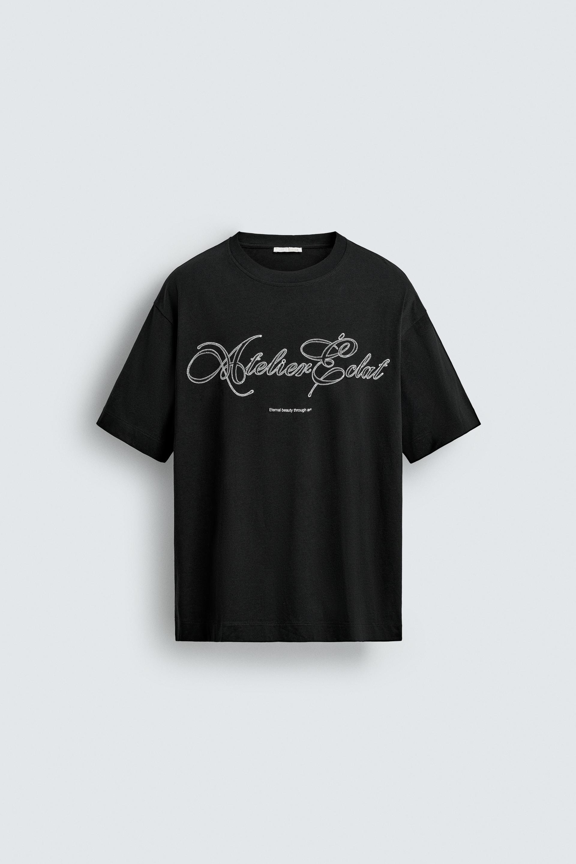 EMBROIDERED TEXT T-SHIRT by ZARA