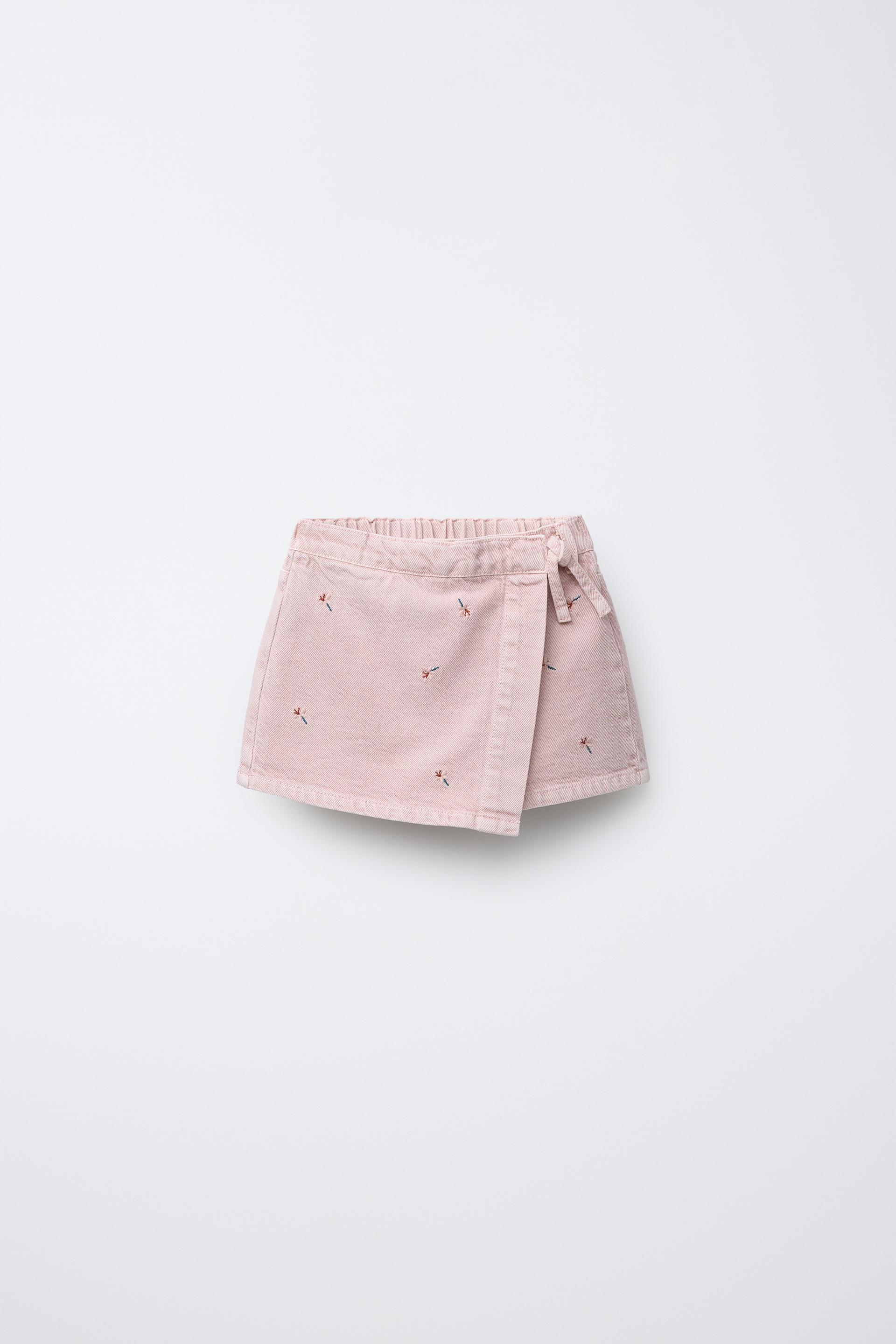 EMBROIDERED TWILL SKORT by ZARA