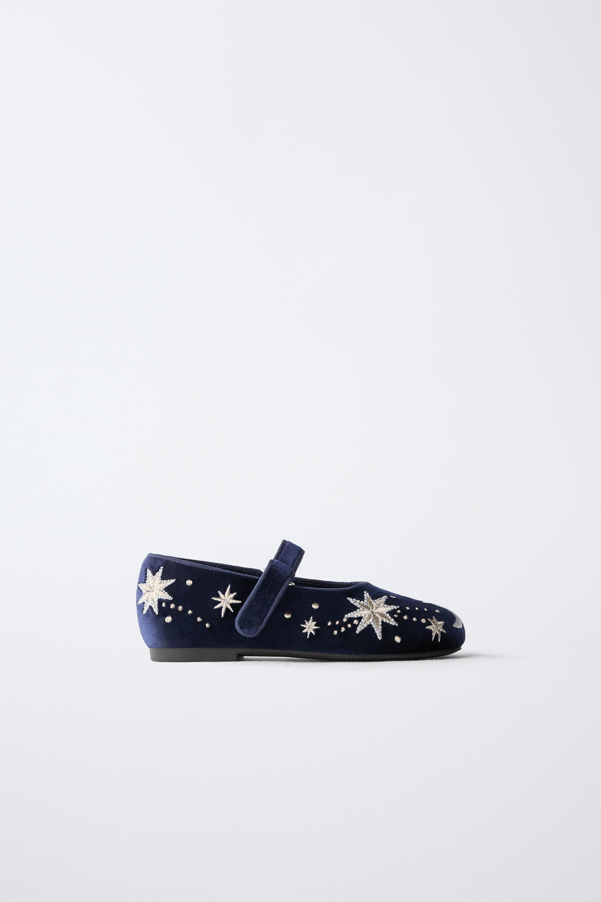 EMBROIDERED VELVET BALLET FLATS by ZARA