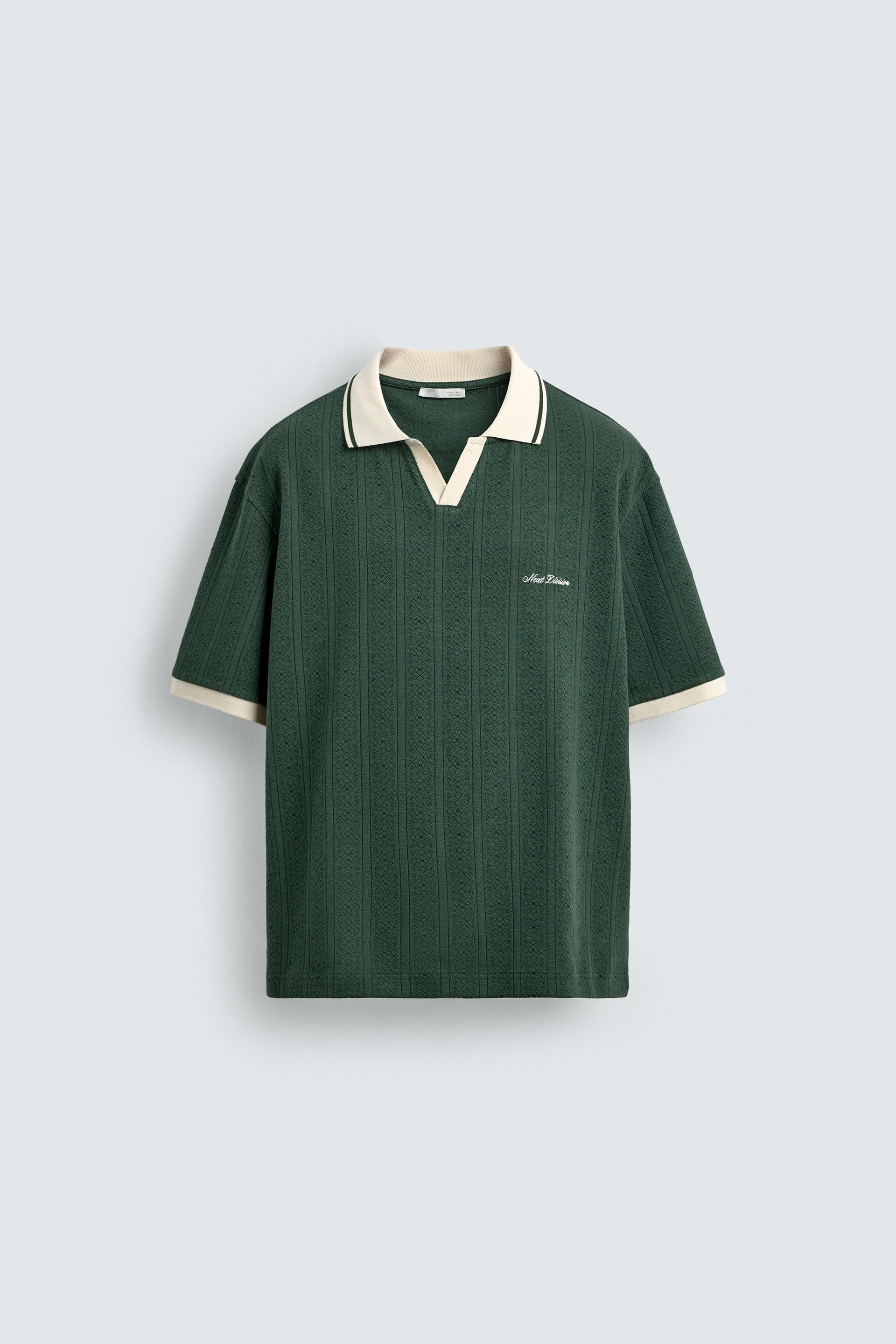 EMBROIDERED VERTICAL JACQUARD POLO by ZARA
