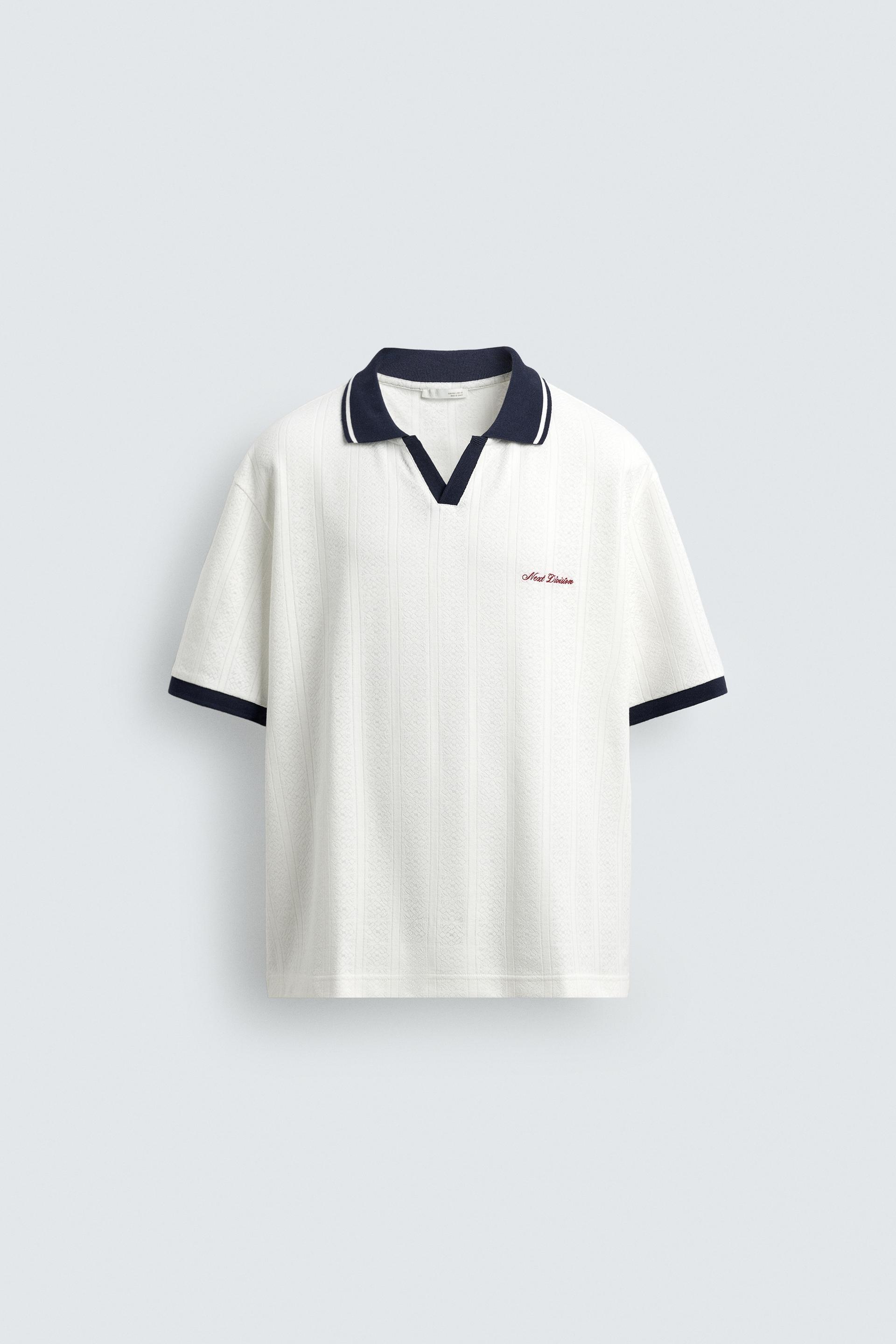 EMBROIDERED VERTICAL JACQUARD POLO by ZARA