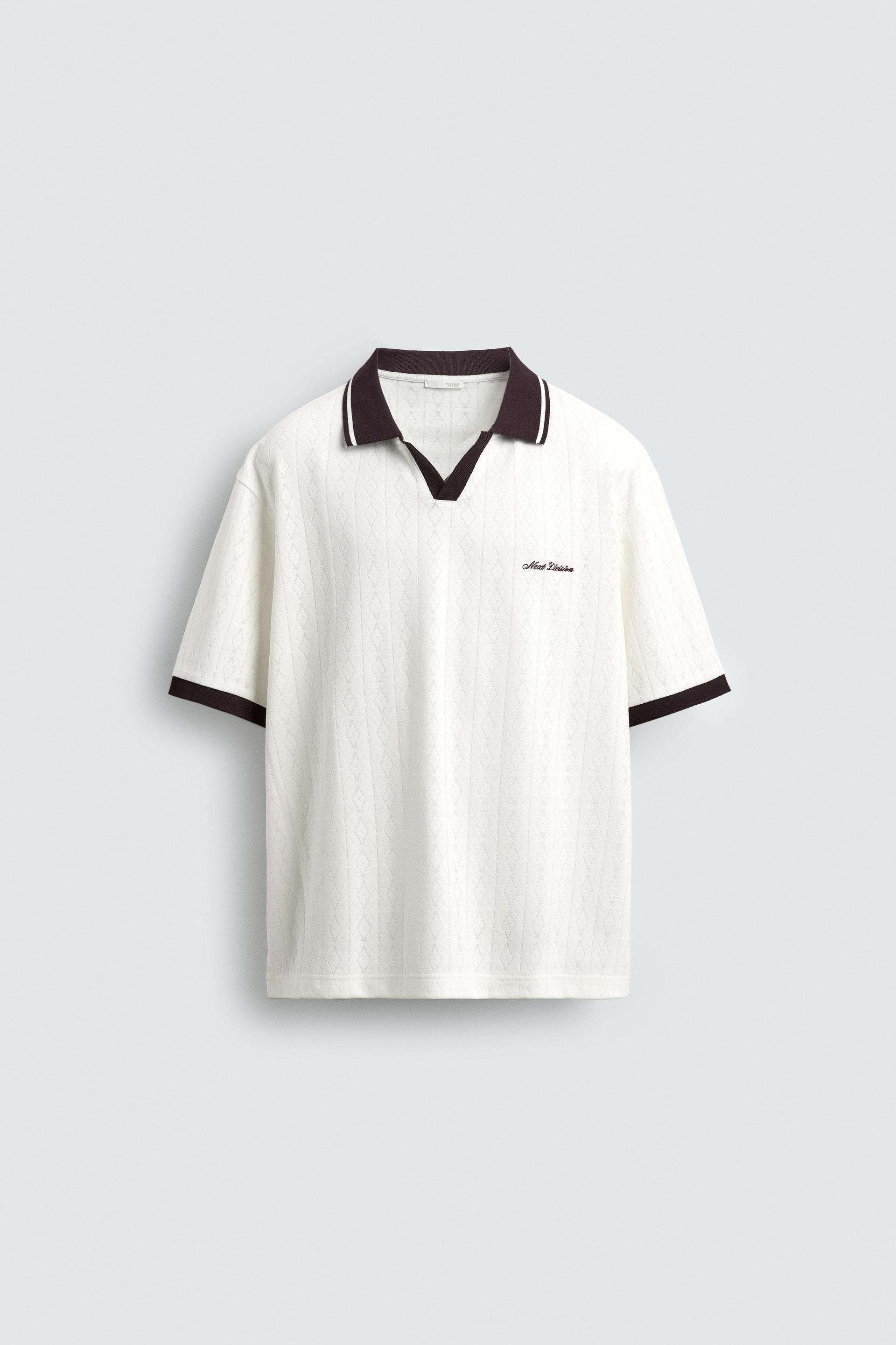 EMBROIDERED VERTICAL JACQUARD POLO by ZARA