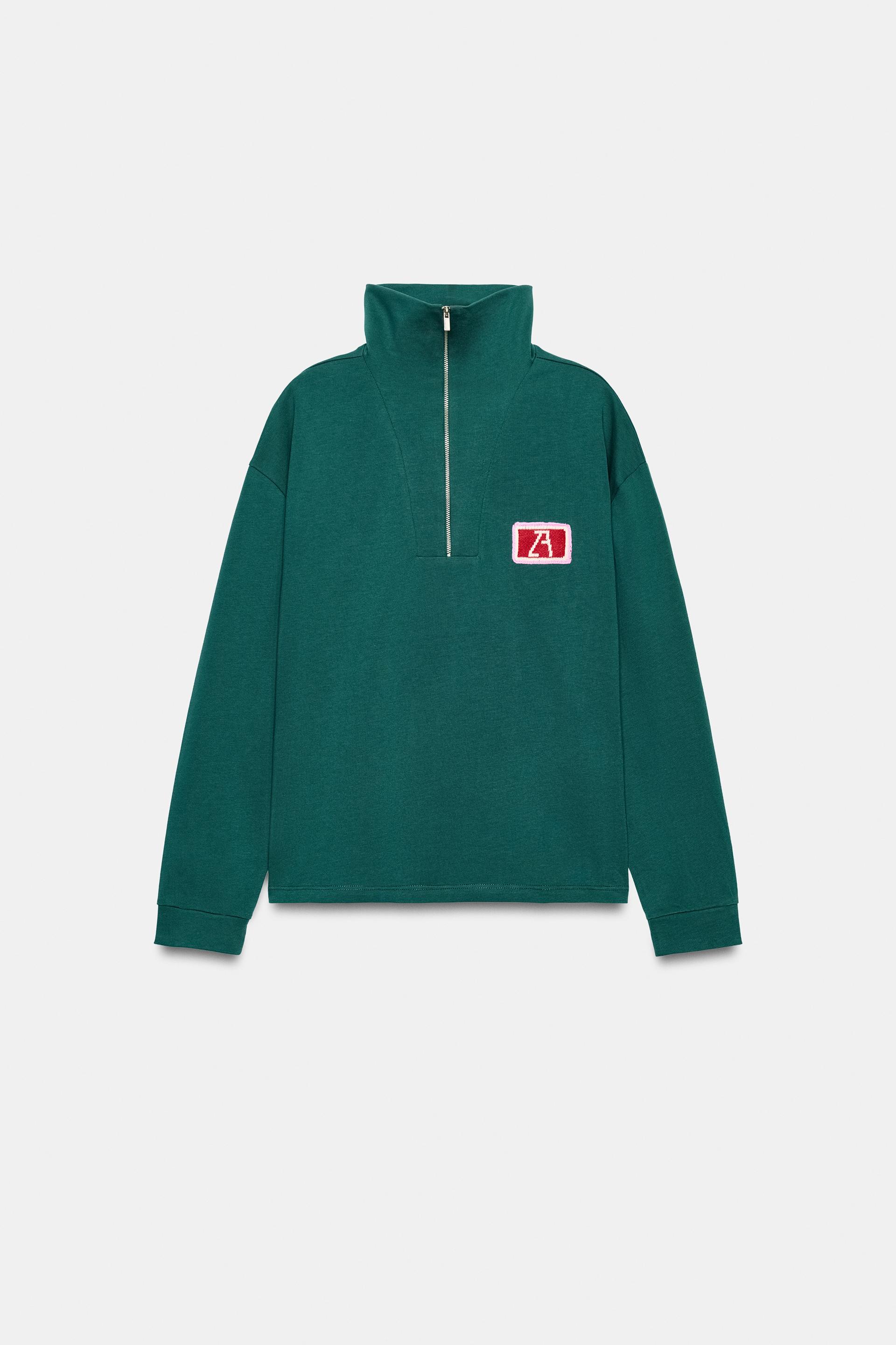EMBROIDERED ZIP-UP T-SHIRT by ZARA