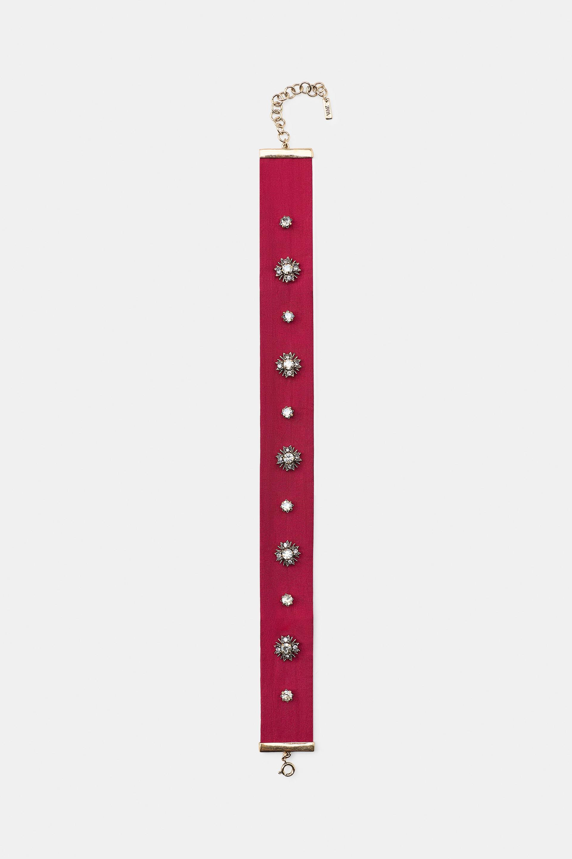 FABRIC RHINESTONE CHOKER NECKLACE by ZARA