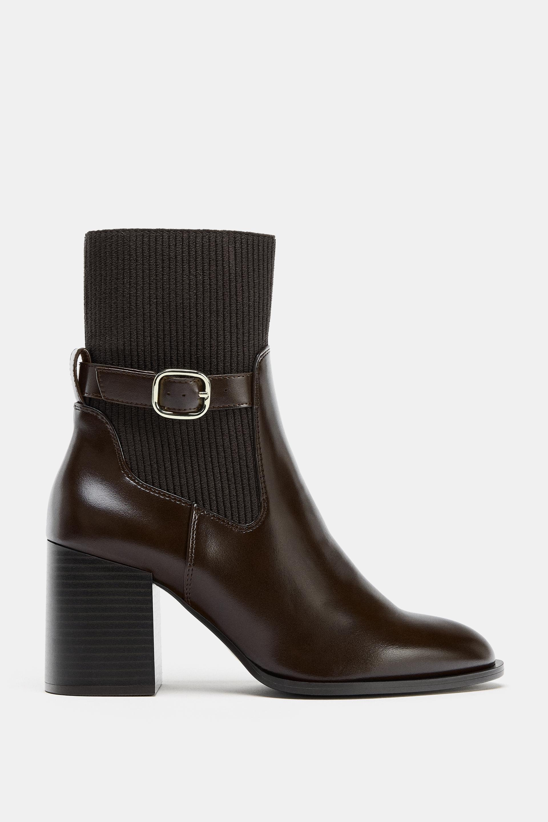 FABRIC SHAFT HEELED ANKLE BOOTS by ZARA