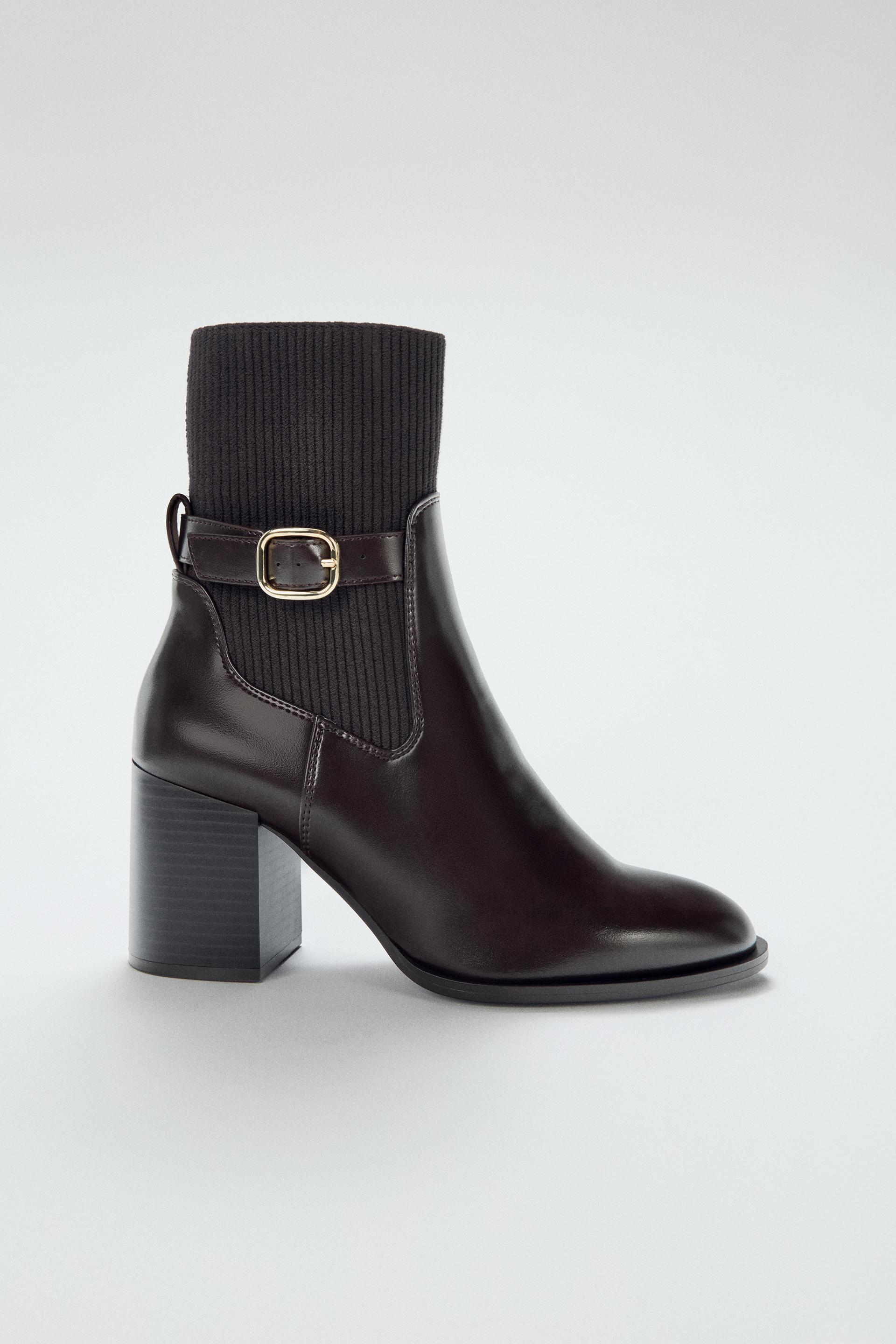 FABRIC SHAFT HEELED ANKLE BOOTS by ZARA