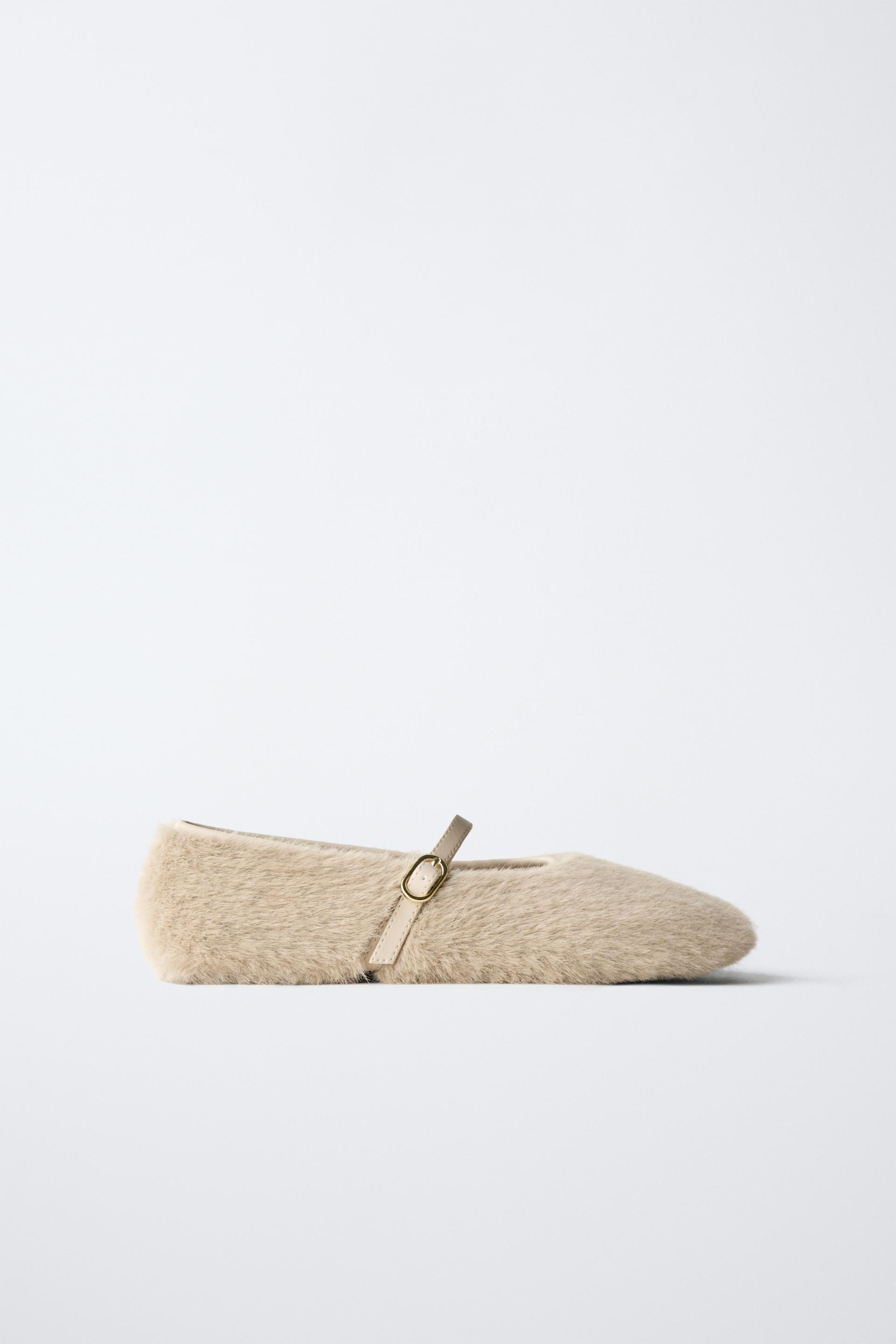 FAUX FUR BALLET FLATS by ZARA