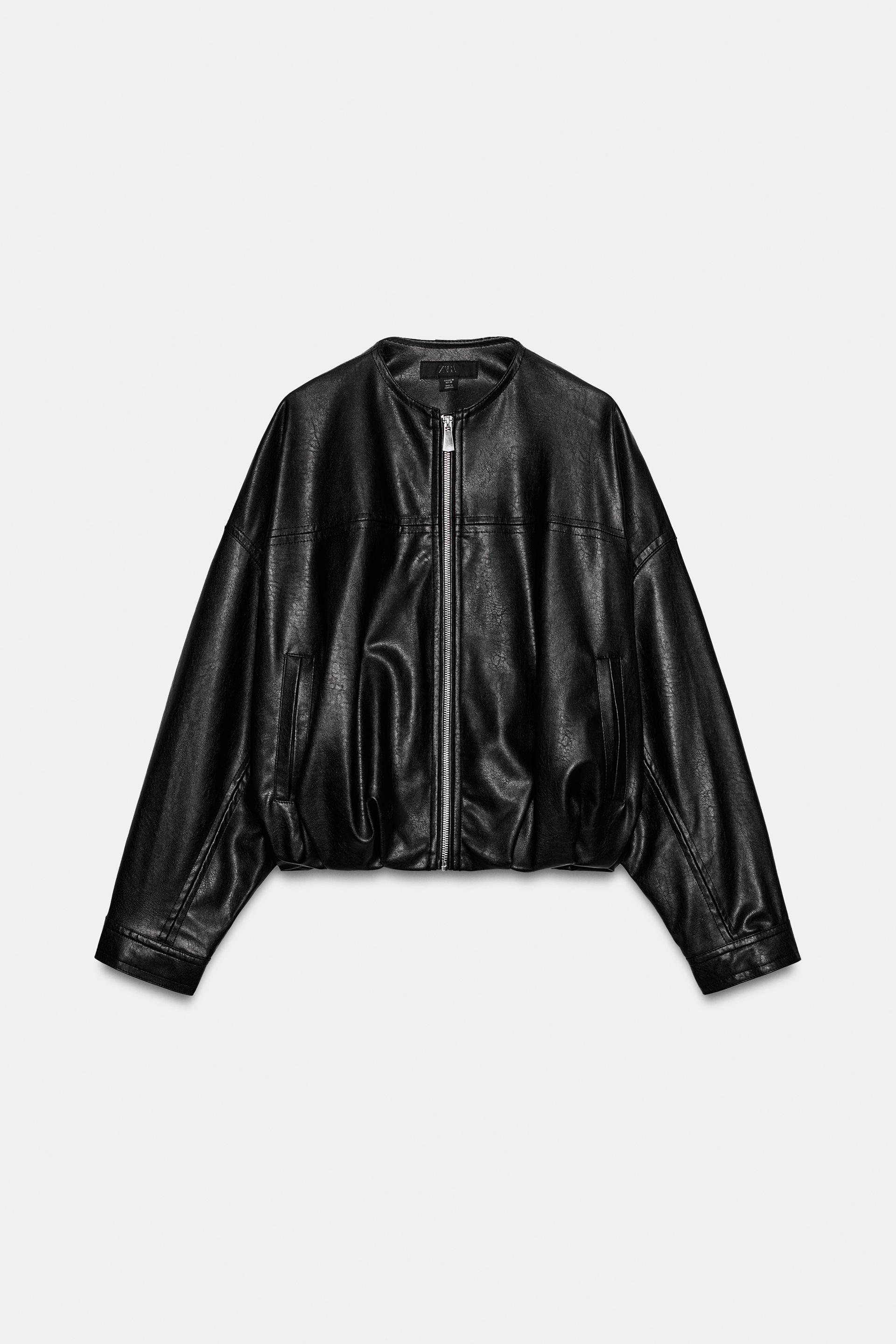 FAUX LEATHER BALLOON BOMBER JACKET by ZARA