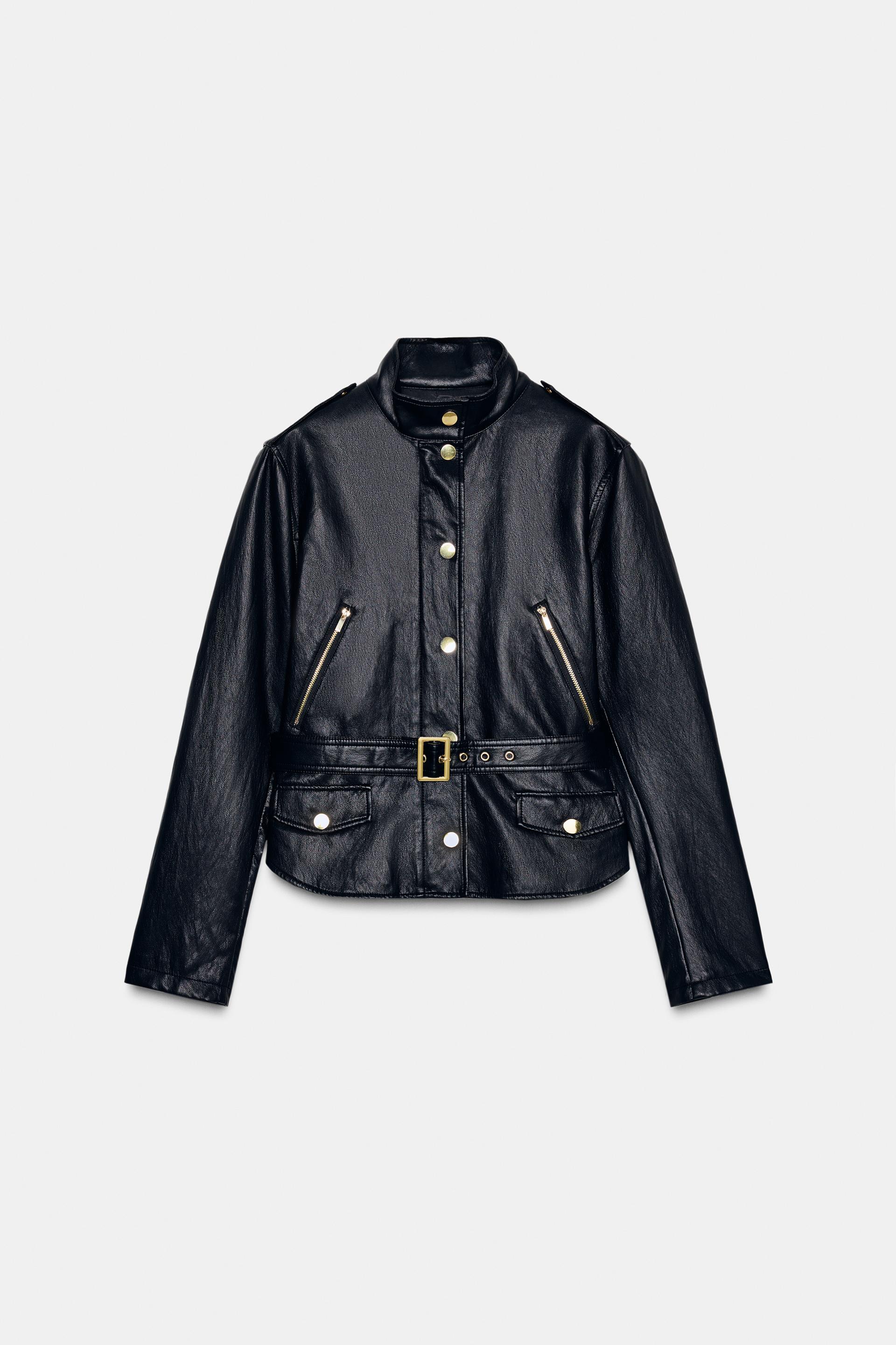 FAUX LEATHER BELTED JACKET by ZARA