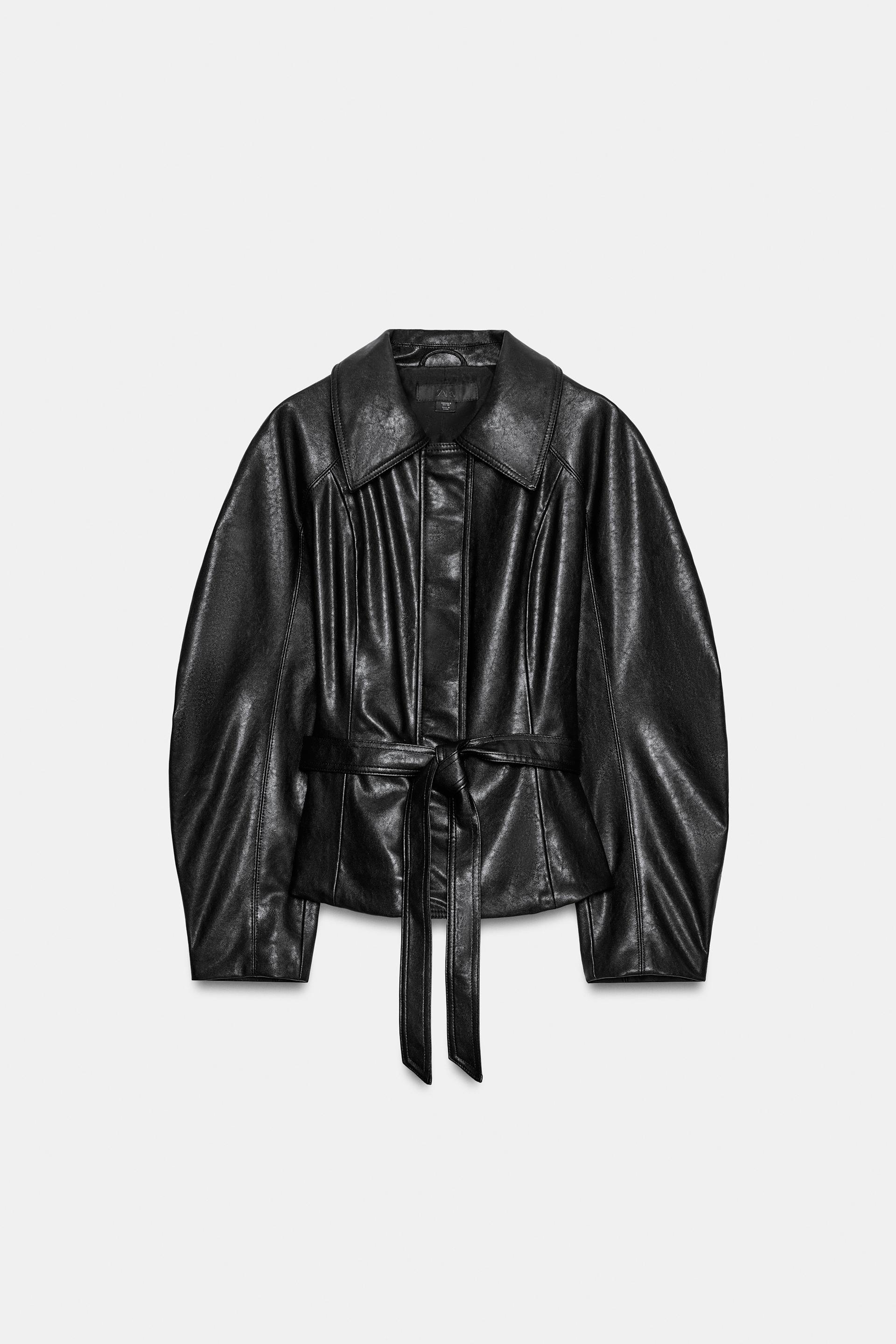 FAUX LEATHER BELTED JACKET by ZARA