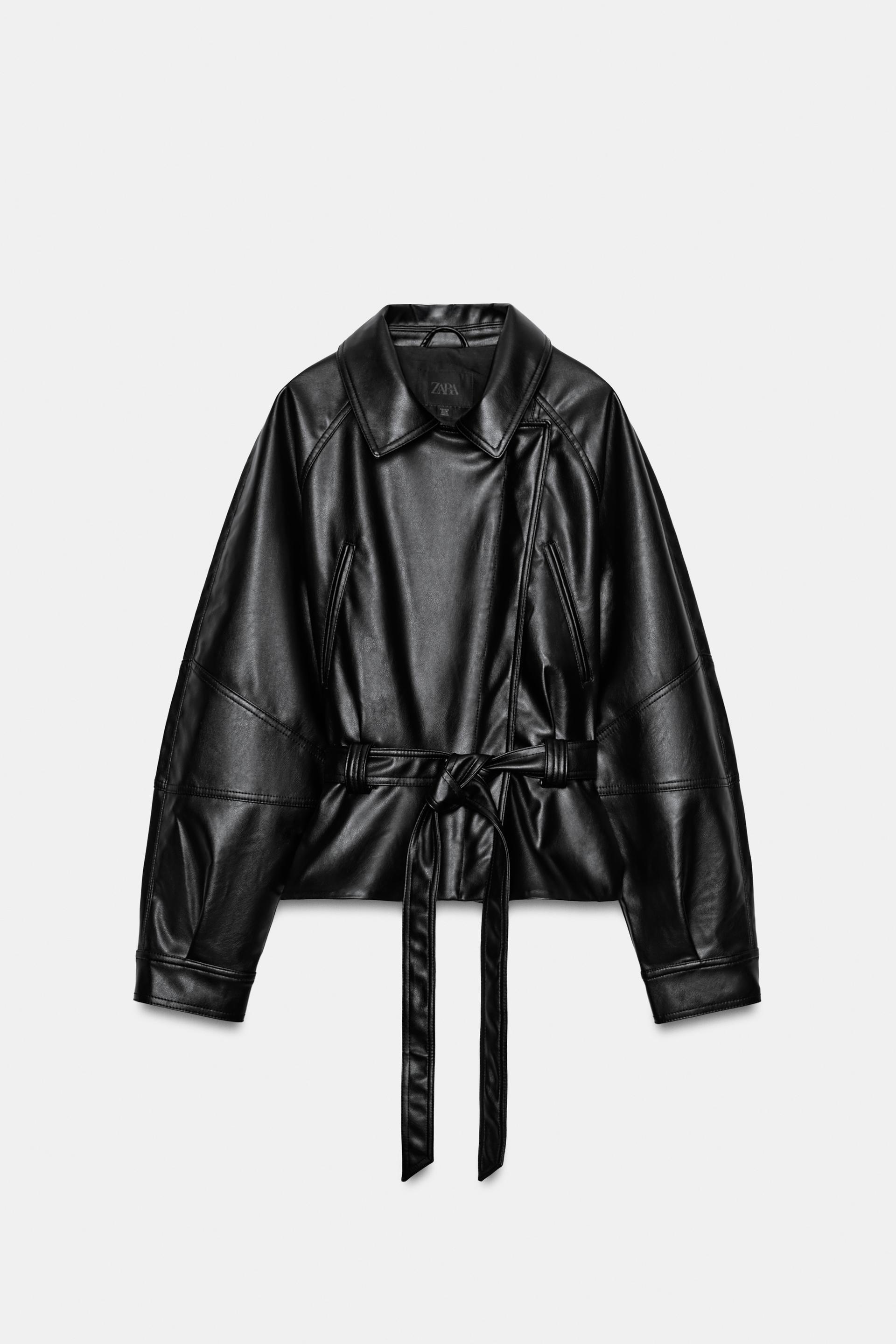 FAUX LEATHER BELTED JACKET by ZARA