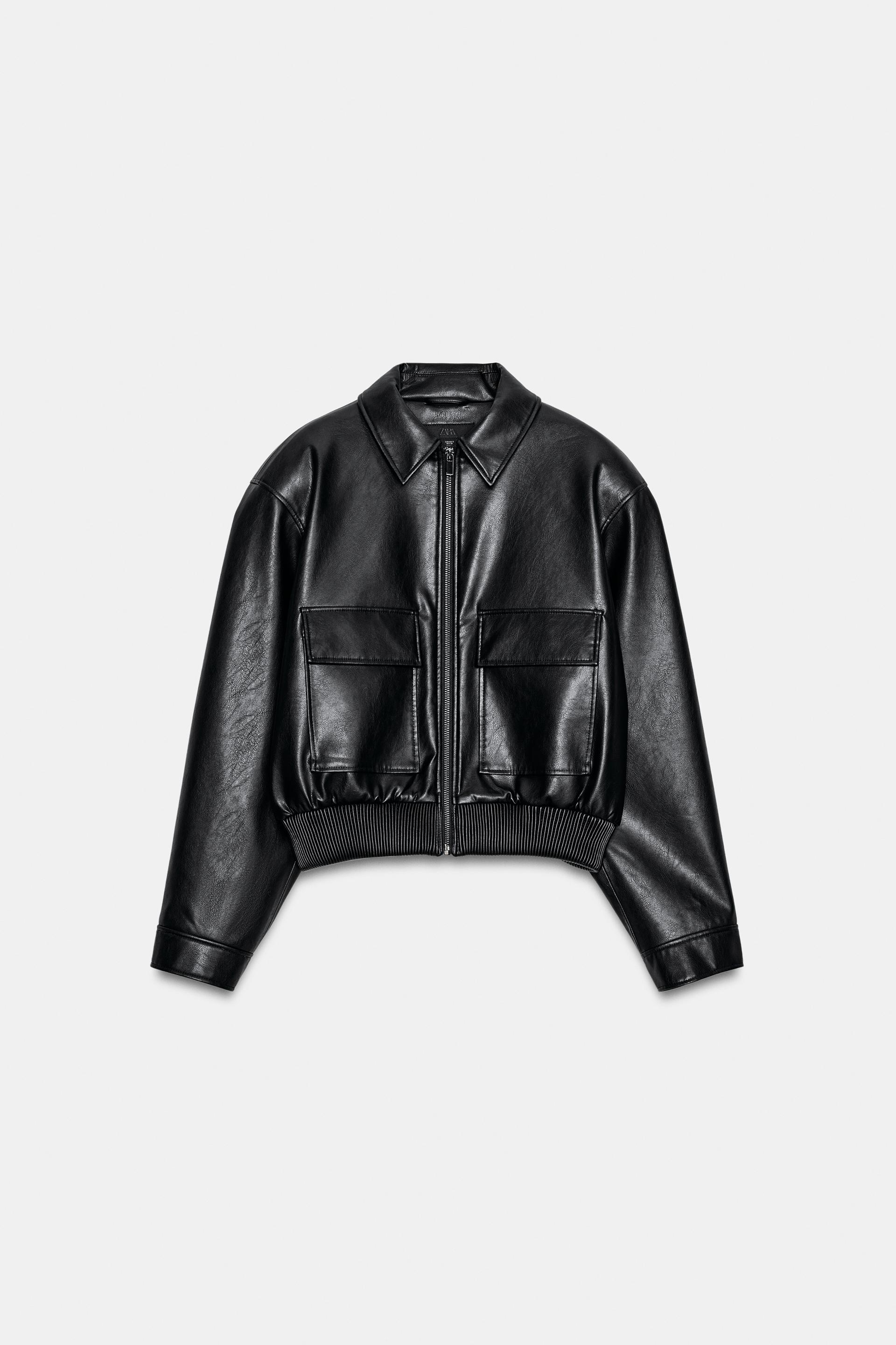FAUX LEATHER BOMBER JACKET WITH SHOULDER PADS by ZARA