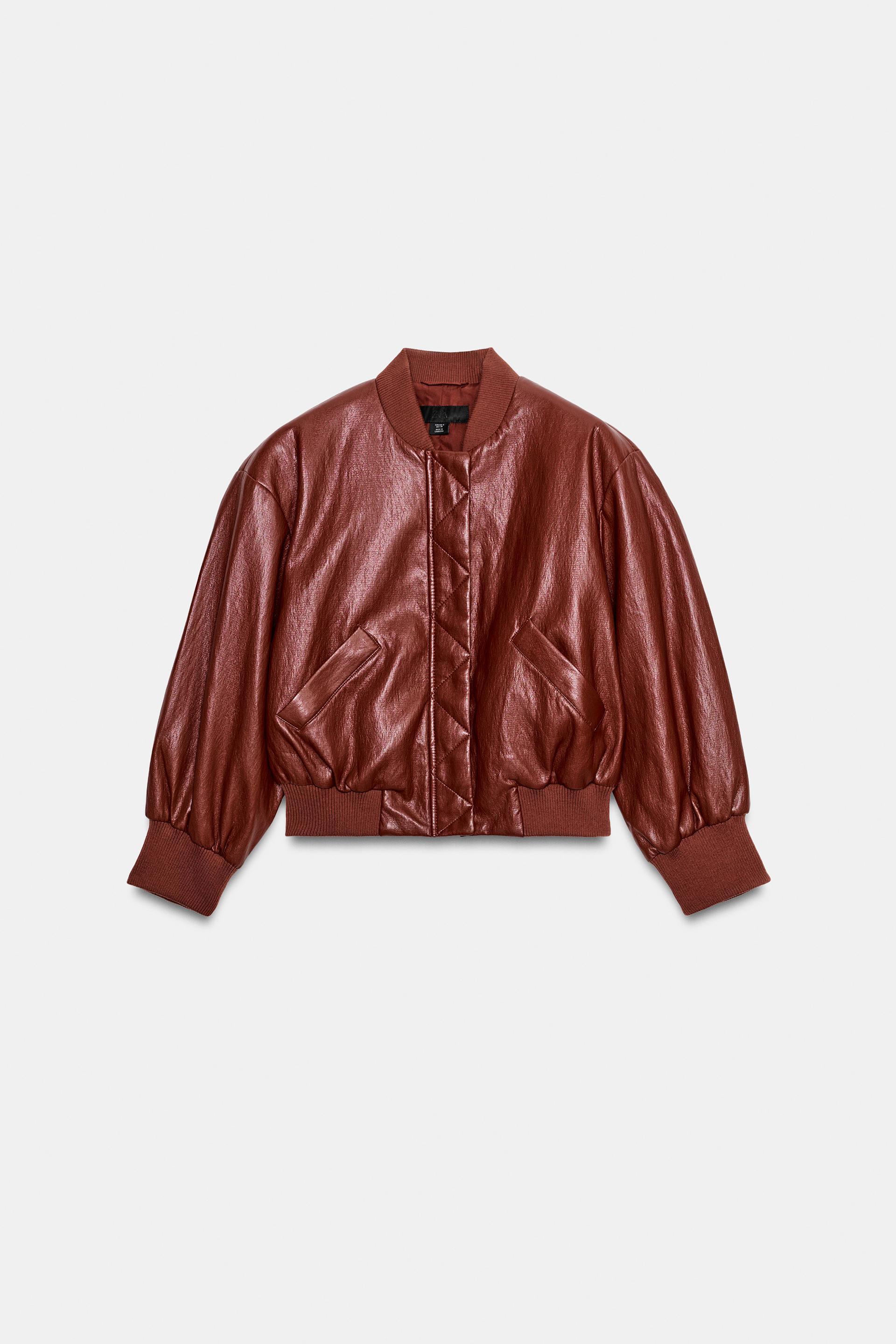 FAUX LEATHER BOMBER JACKET WITH SHOULDER PADS by ZARA