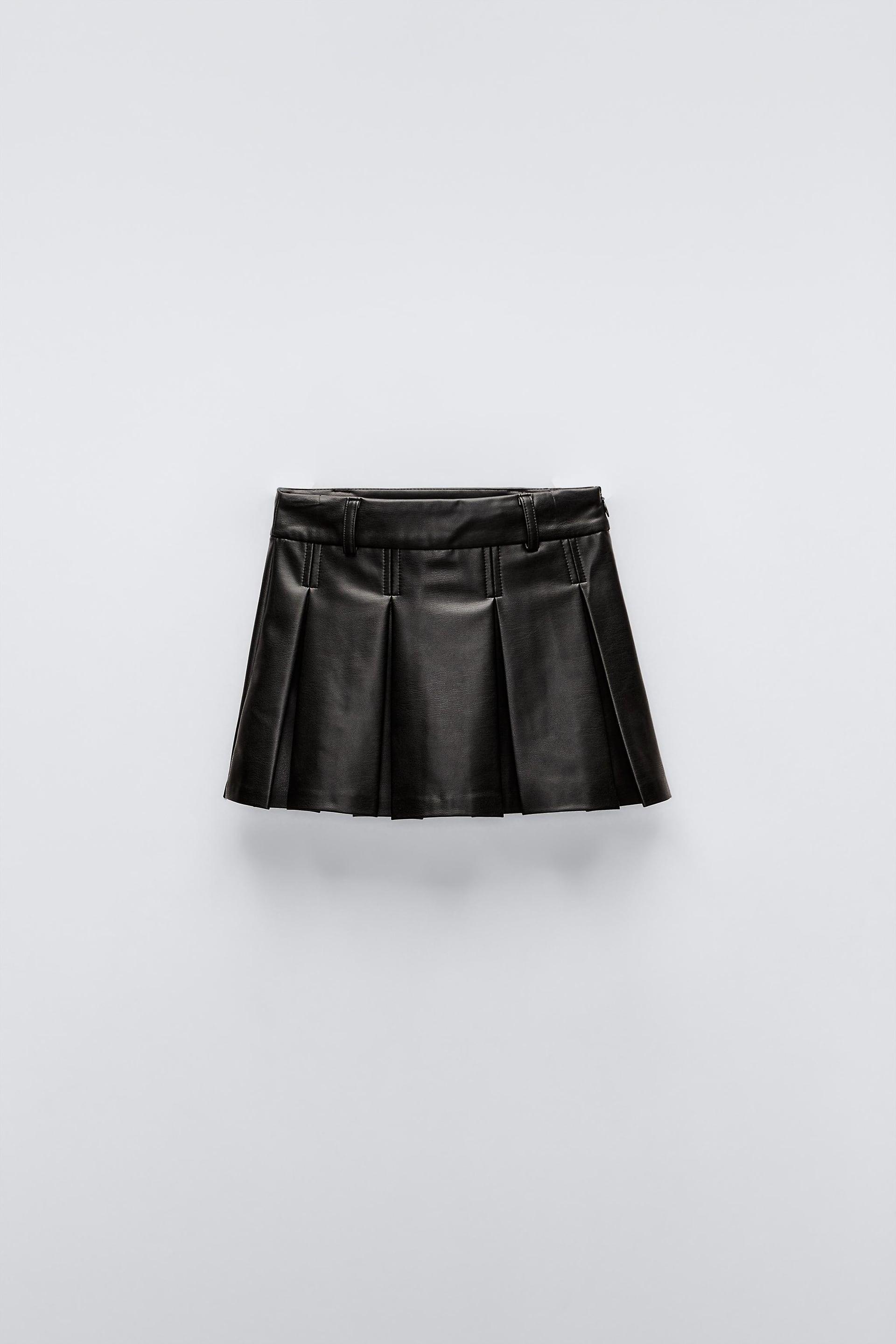 FAUX LEATHER BOX PLEAT SKIRT by ZARA