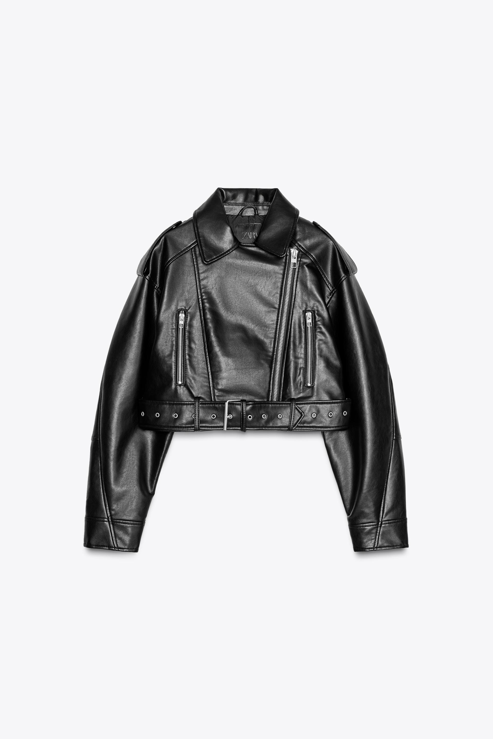 FAUX LEATHER CROP BIKER JACKET by ZARA