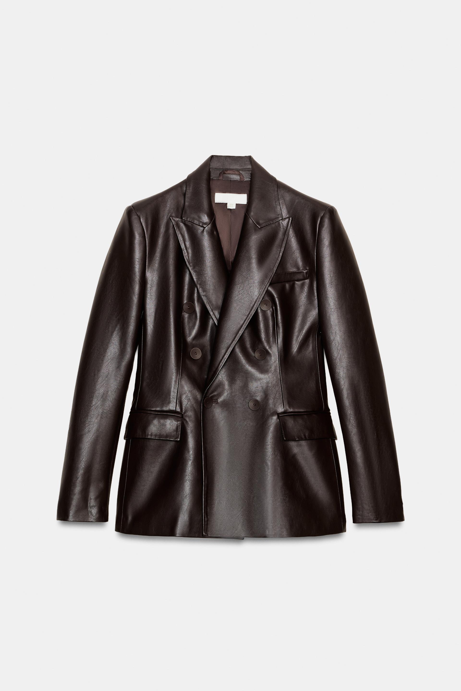 FAUX LEATHER DOUBLE-BREASTED BLAZER by ZARA