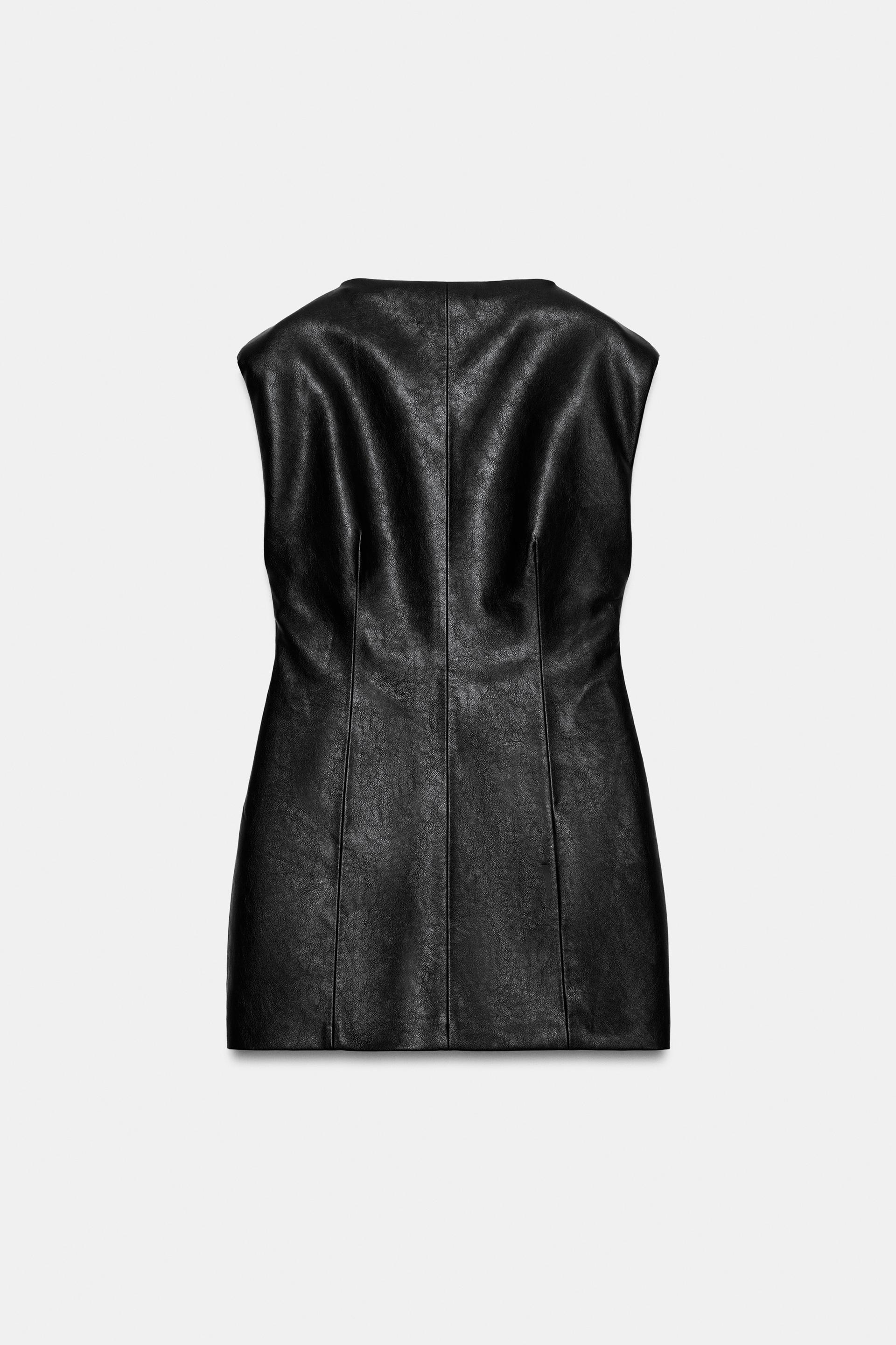FAUX LEATHER DRESS WITH SHOULDER PADS by ZARA